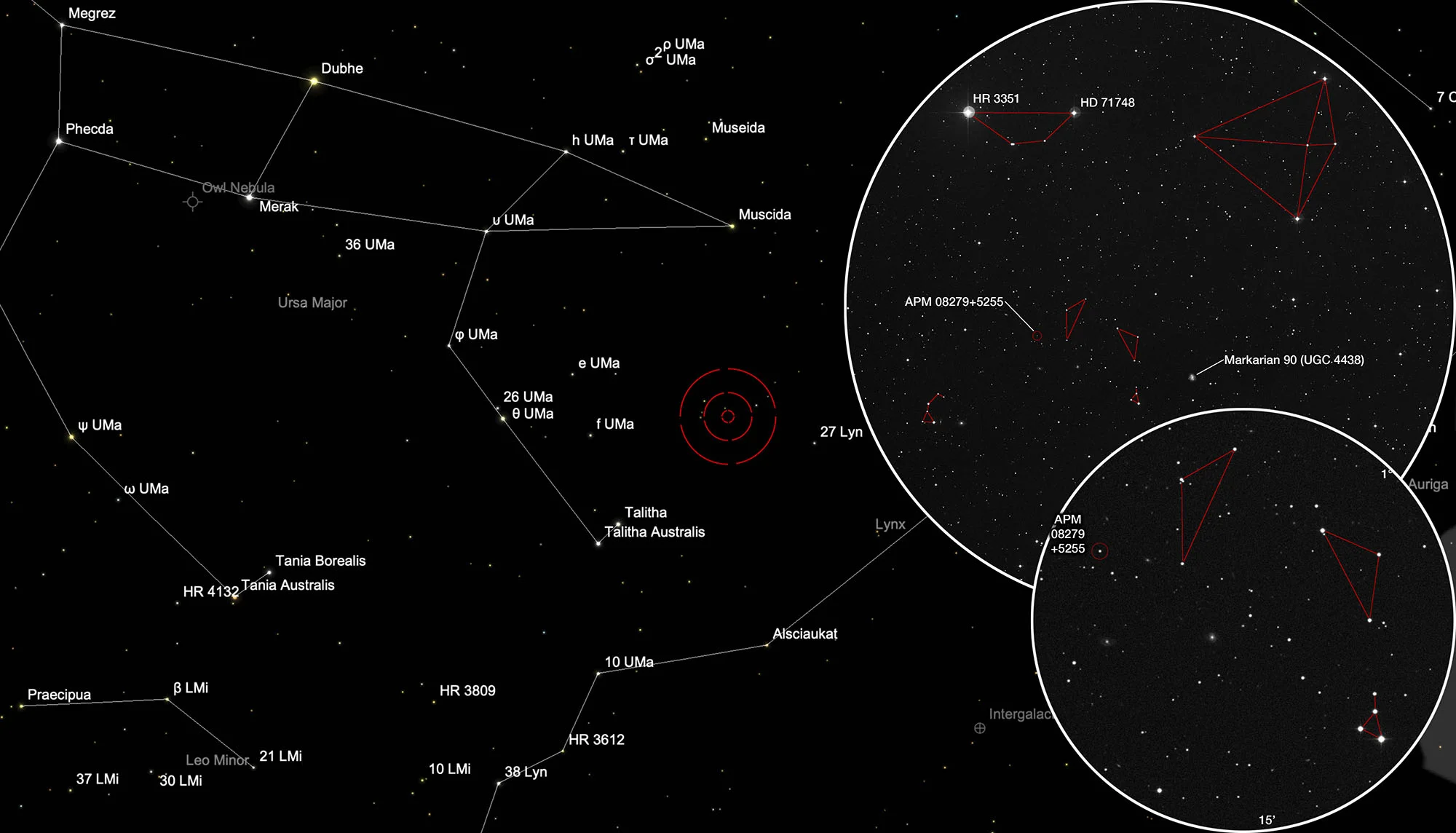 Karte Quasar APM 08279+5255