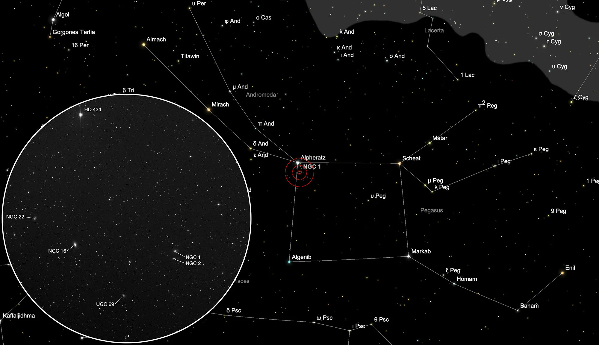 Karte NGC 1, NGC 2