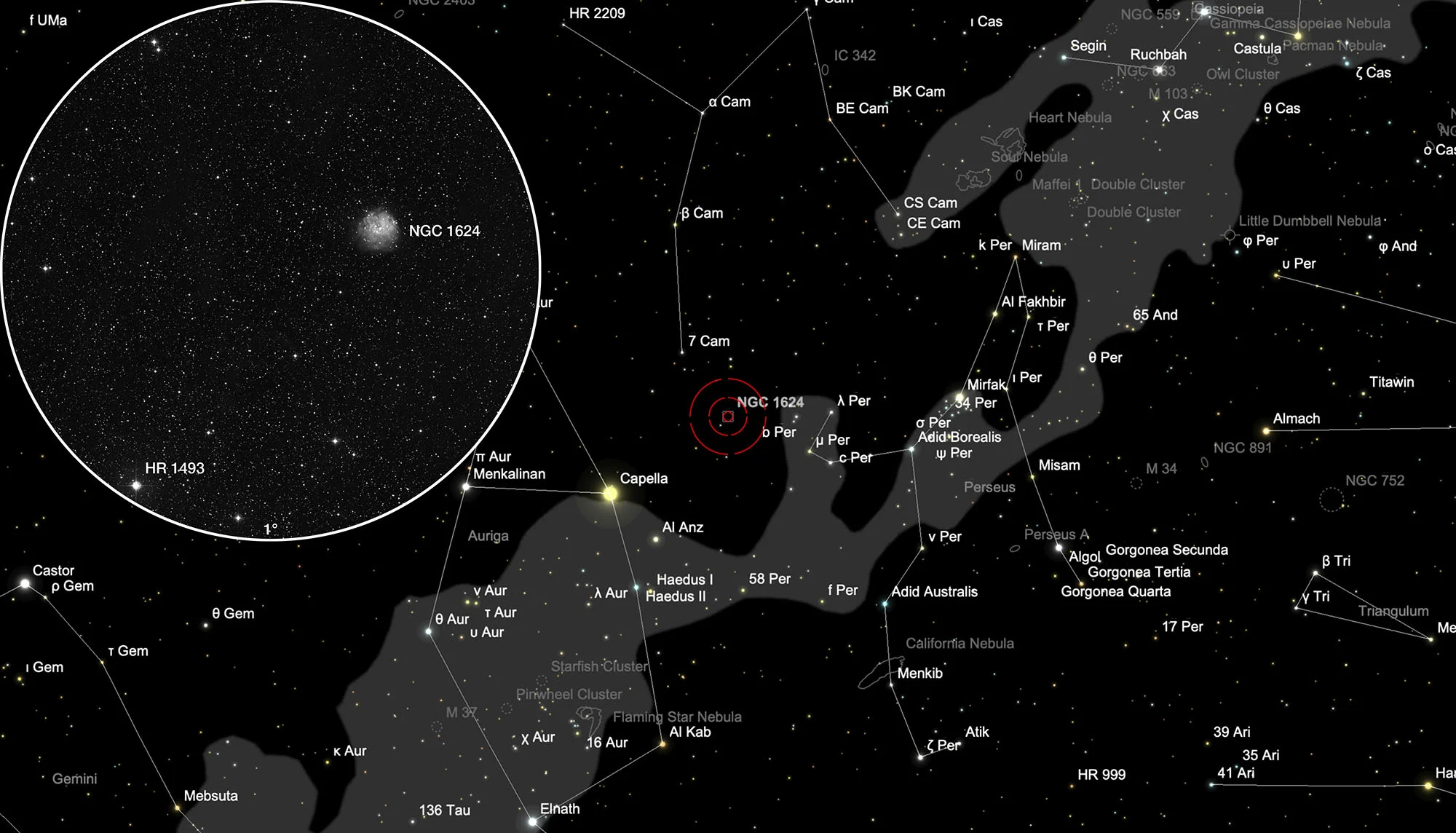 Karte NGC 1624