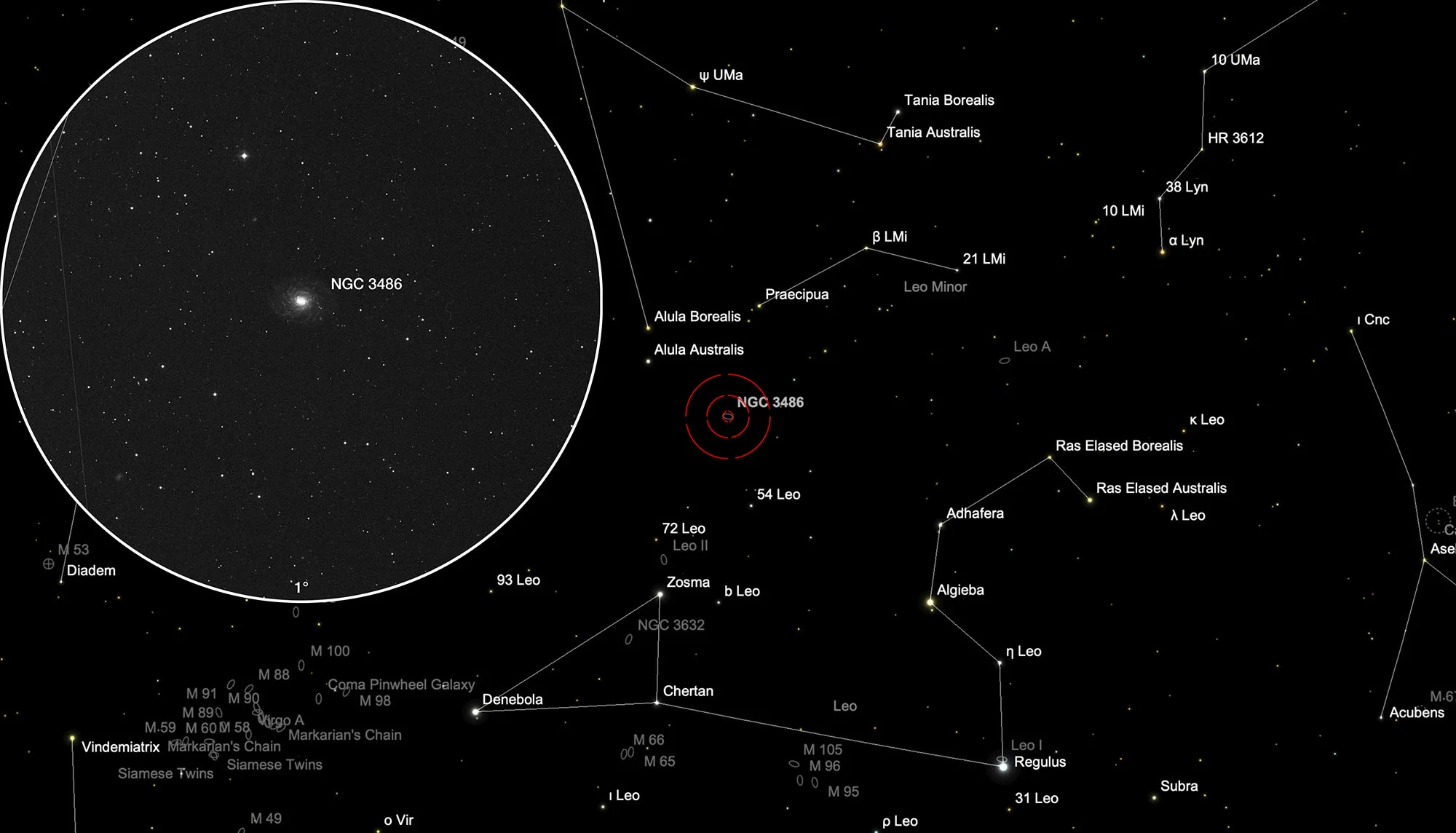Karte NGC 3486