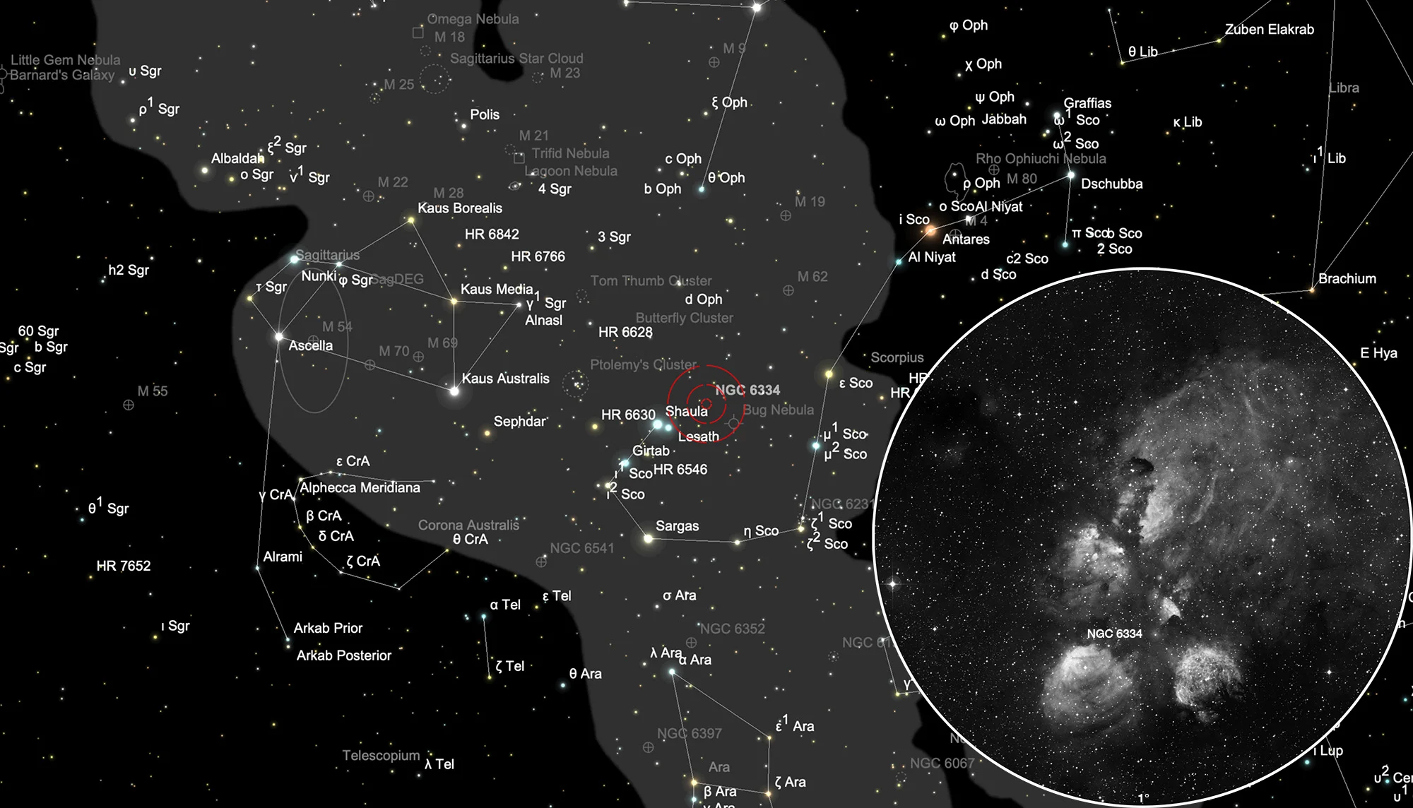 Karte NGC 6334