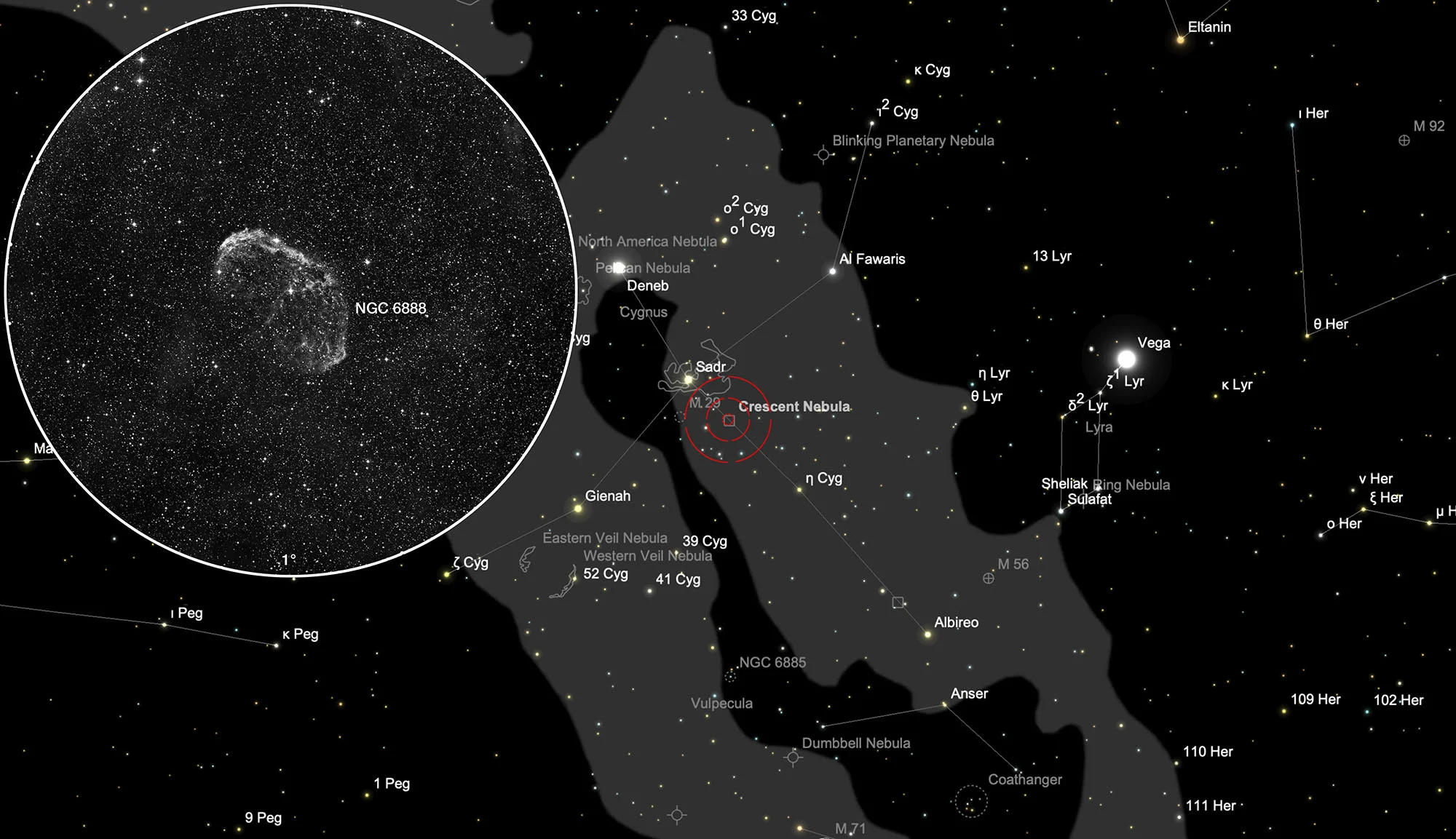 Karte NGC 6888