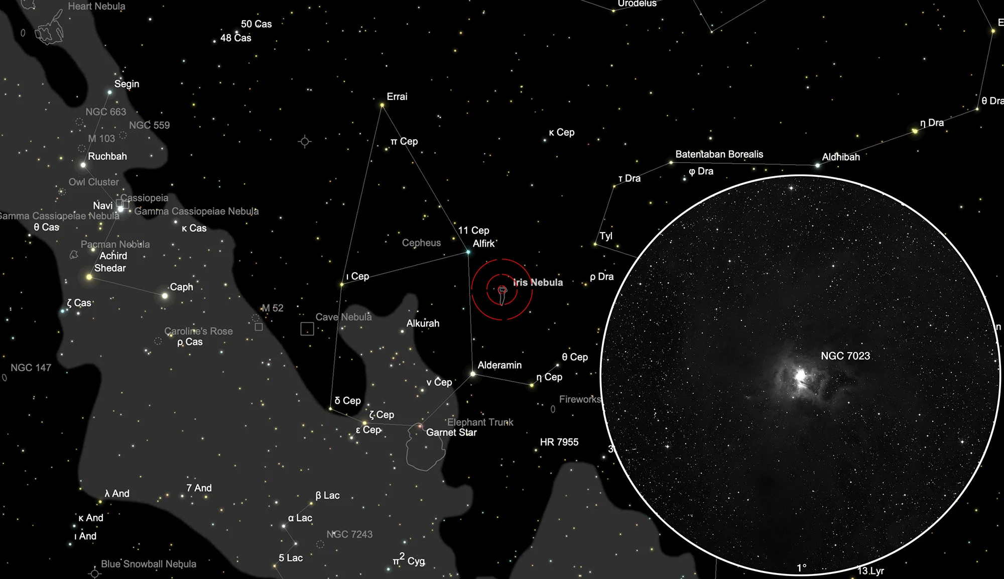 Karte NGC 7023