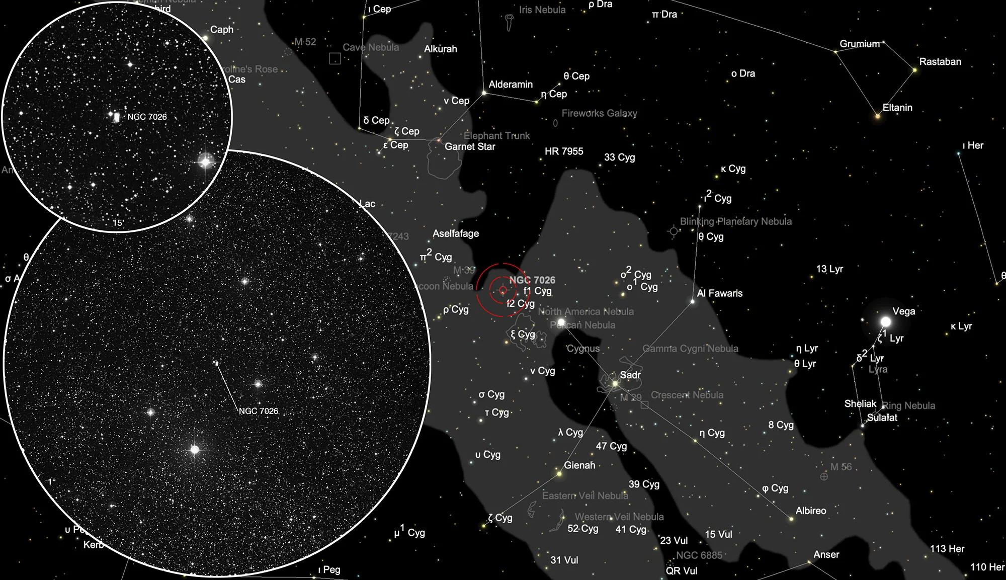 Karte NGC 7026