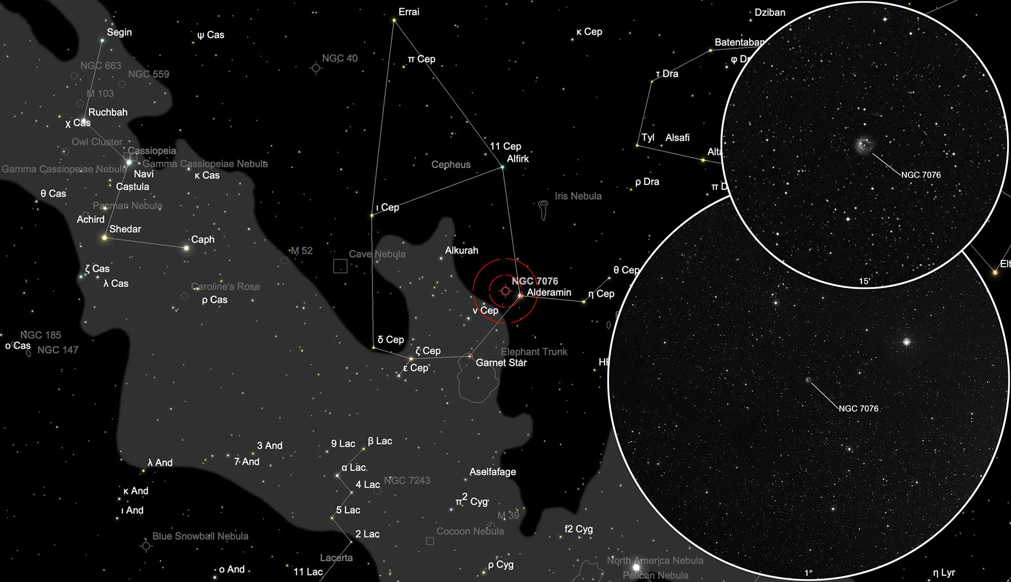 Karte NGC 7076