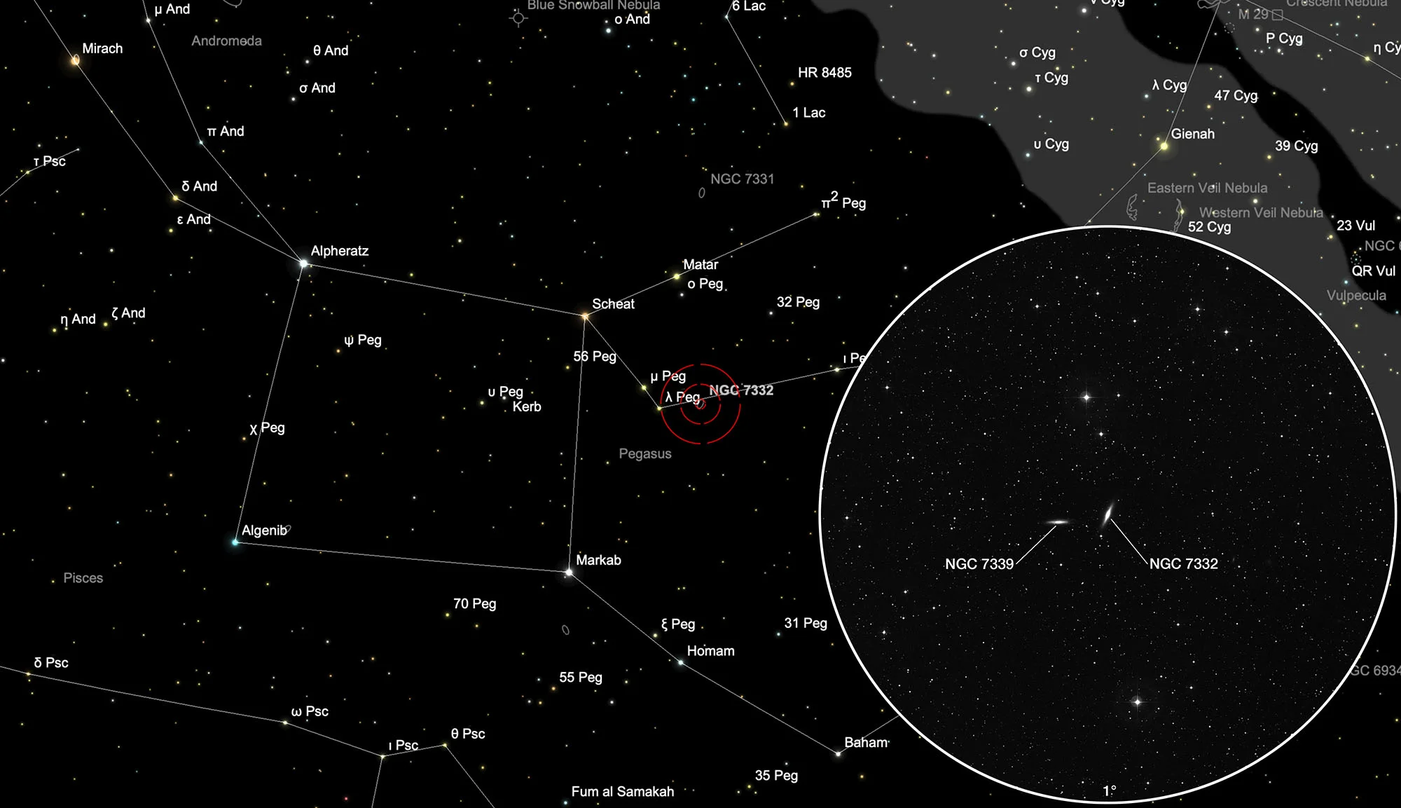 Karte NGC 7332