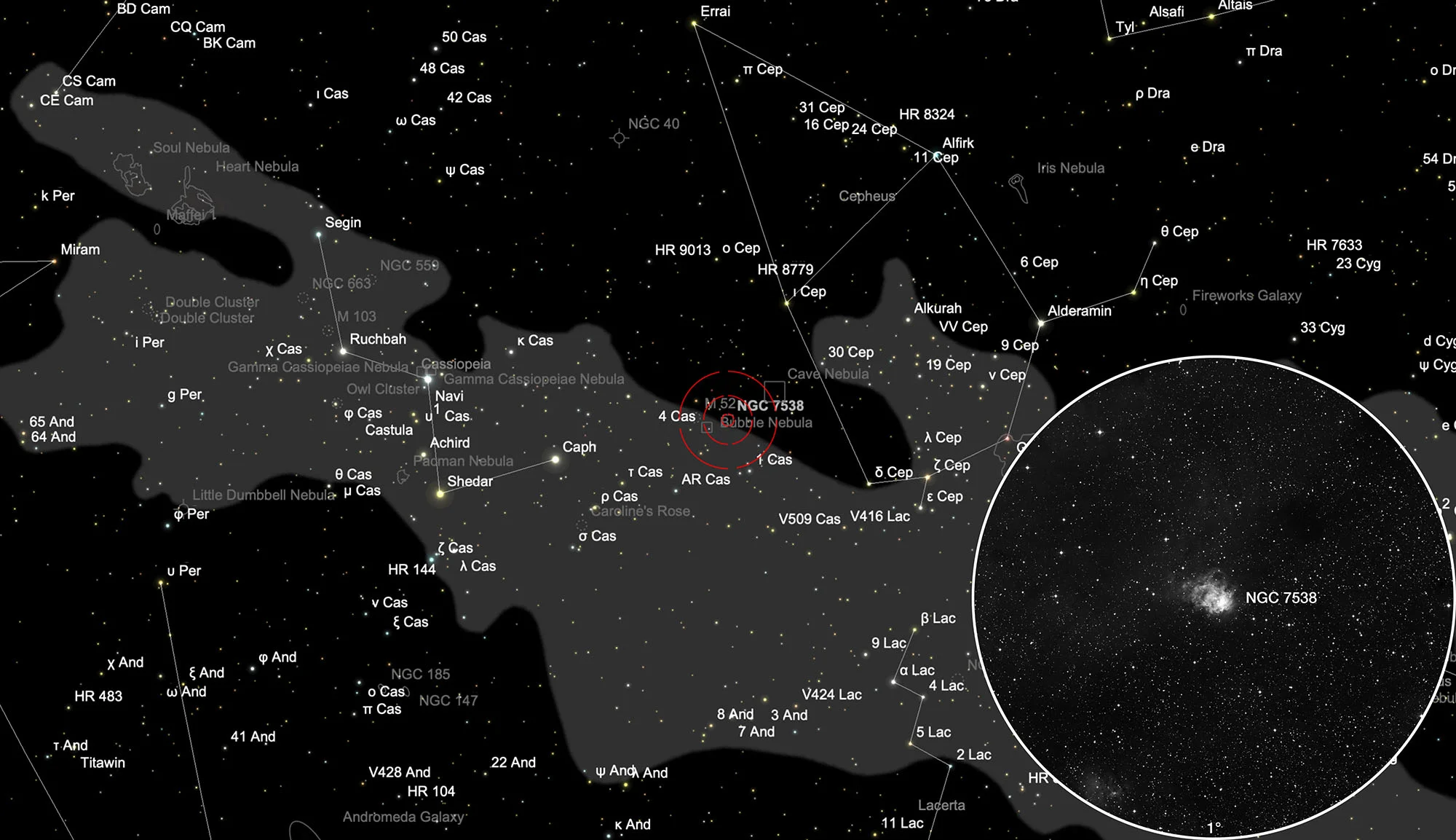 Karte NGC 7538