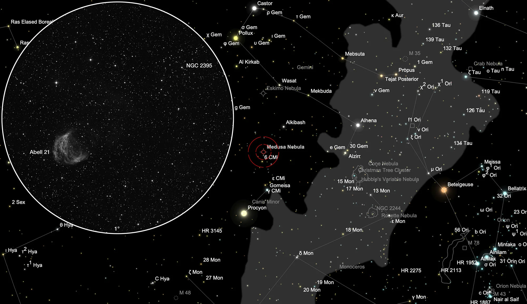 Chart Medusa Nebula (Abell 21)
