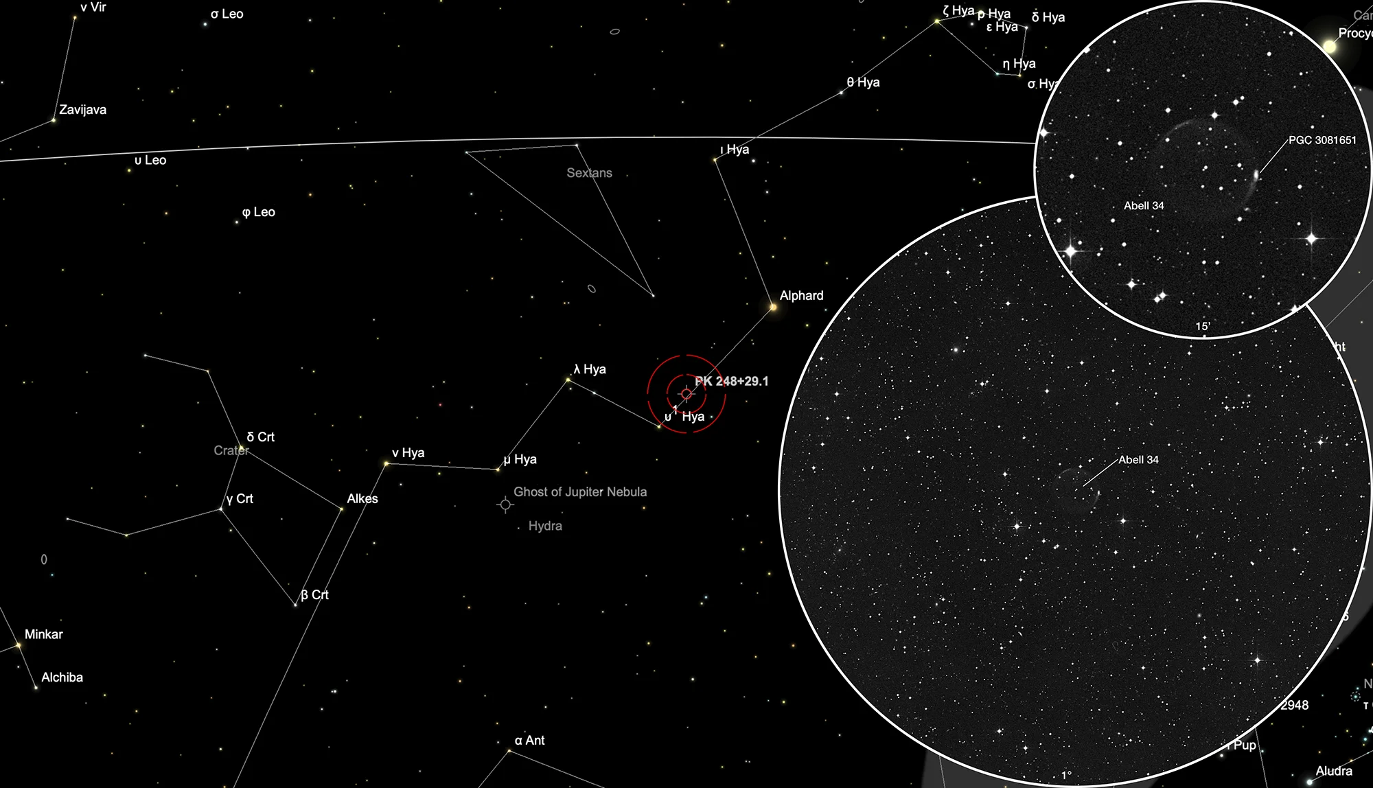Finder Chart Planetary Nebula Abell 34