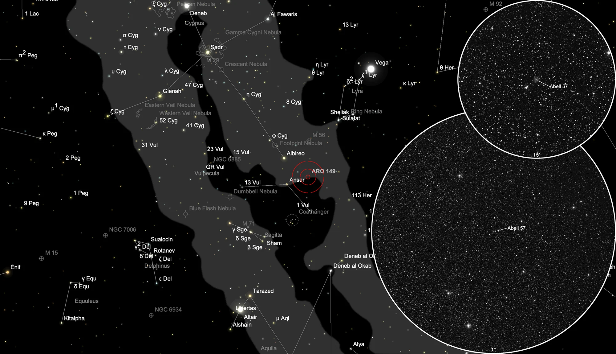 Karte Planetarischer Nebel Abell 57