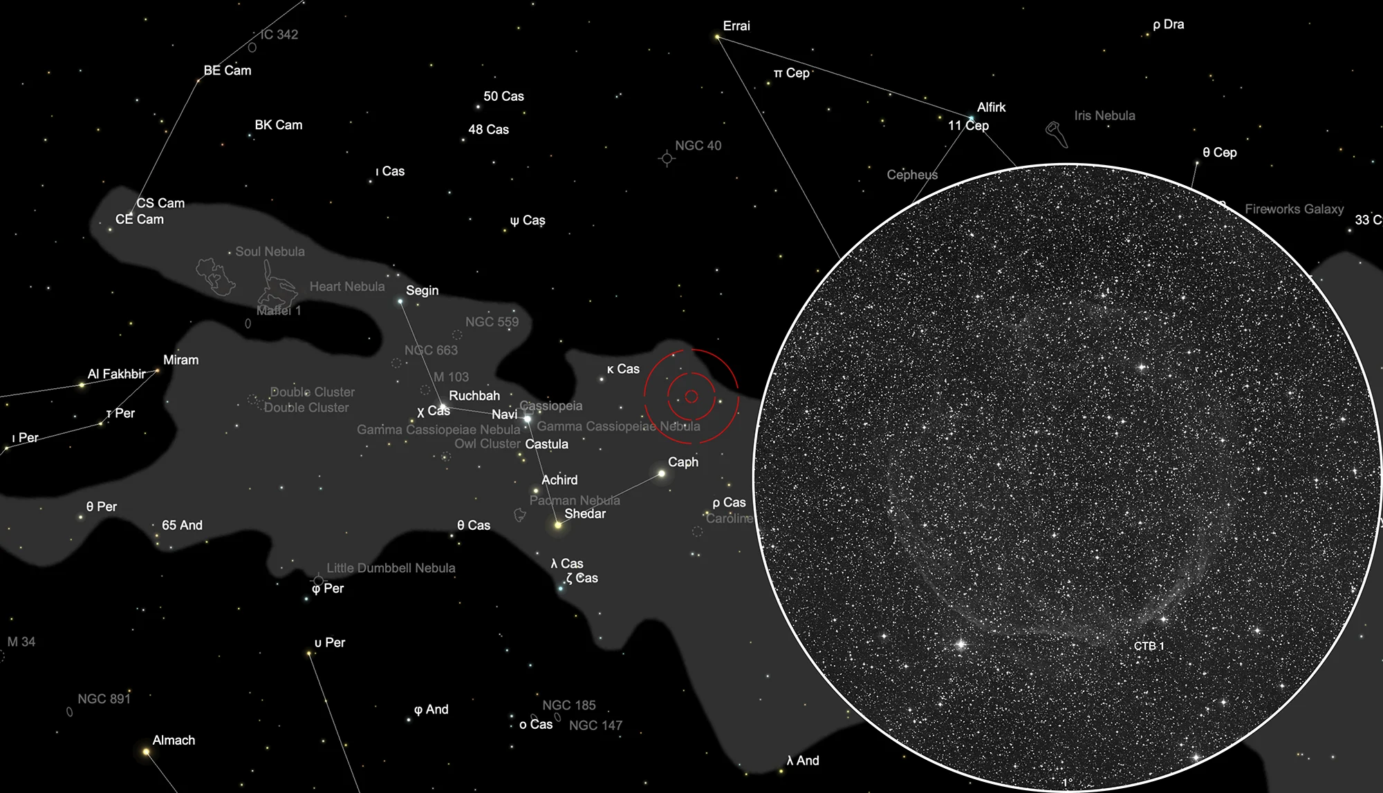 Finder Chart Medulla Nebula (CTB 1)