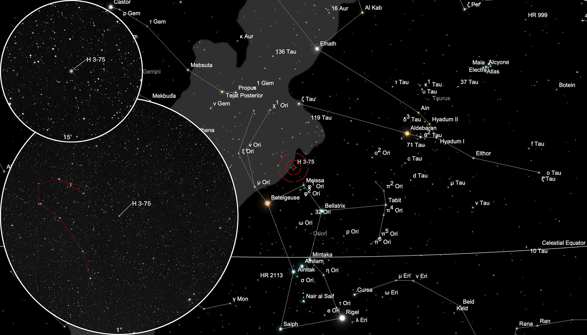 Karte Planetarischer Nebel Haro 3-75
