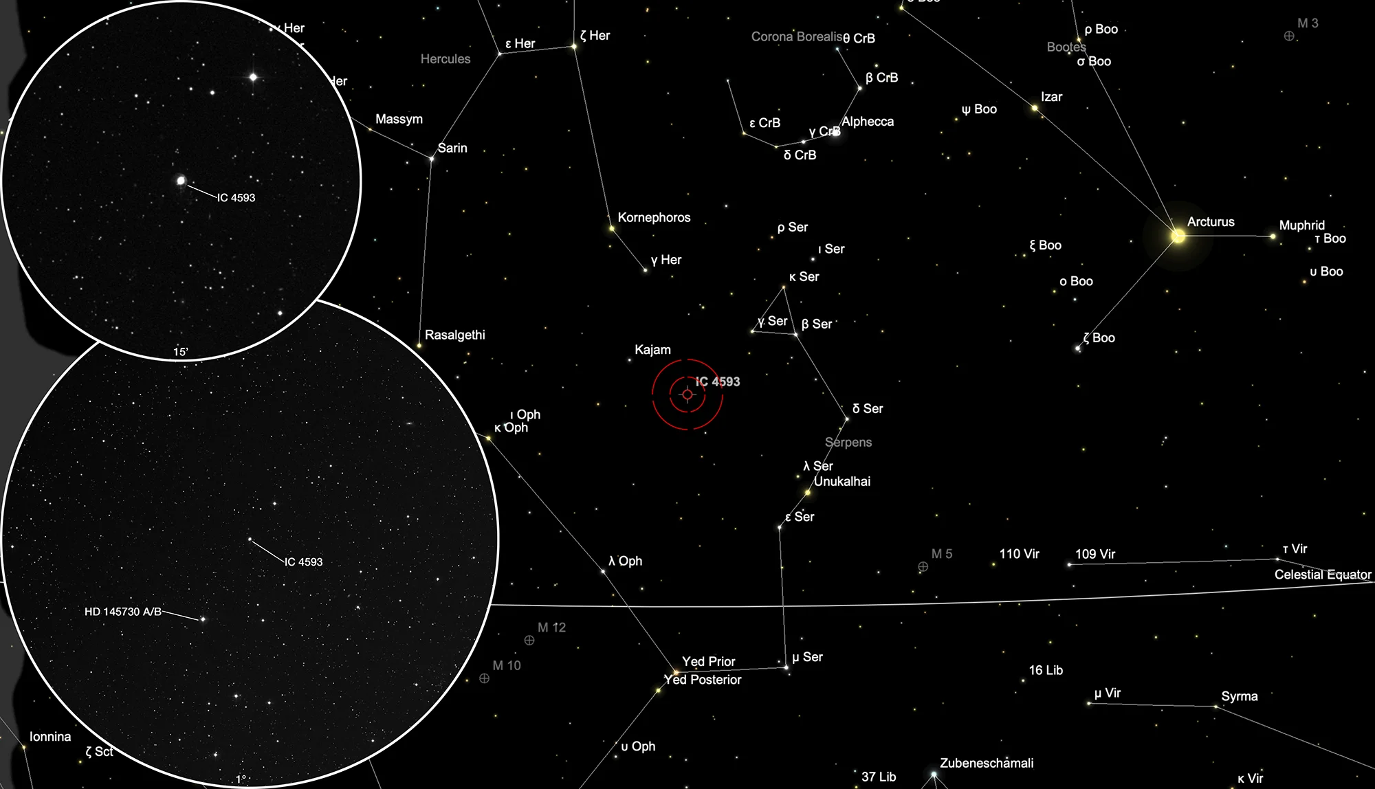 Auffindkarte Planetarischer Nebel IC 4593