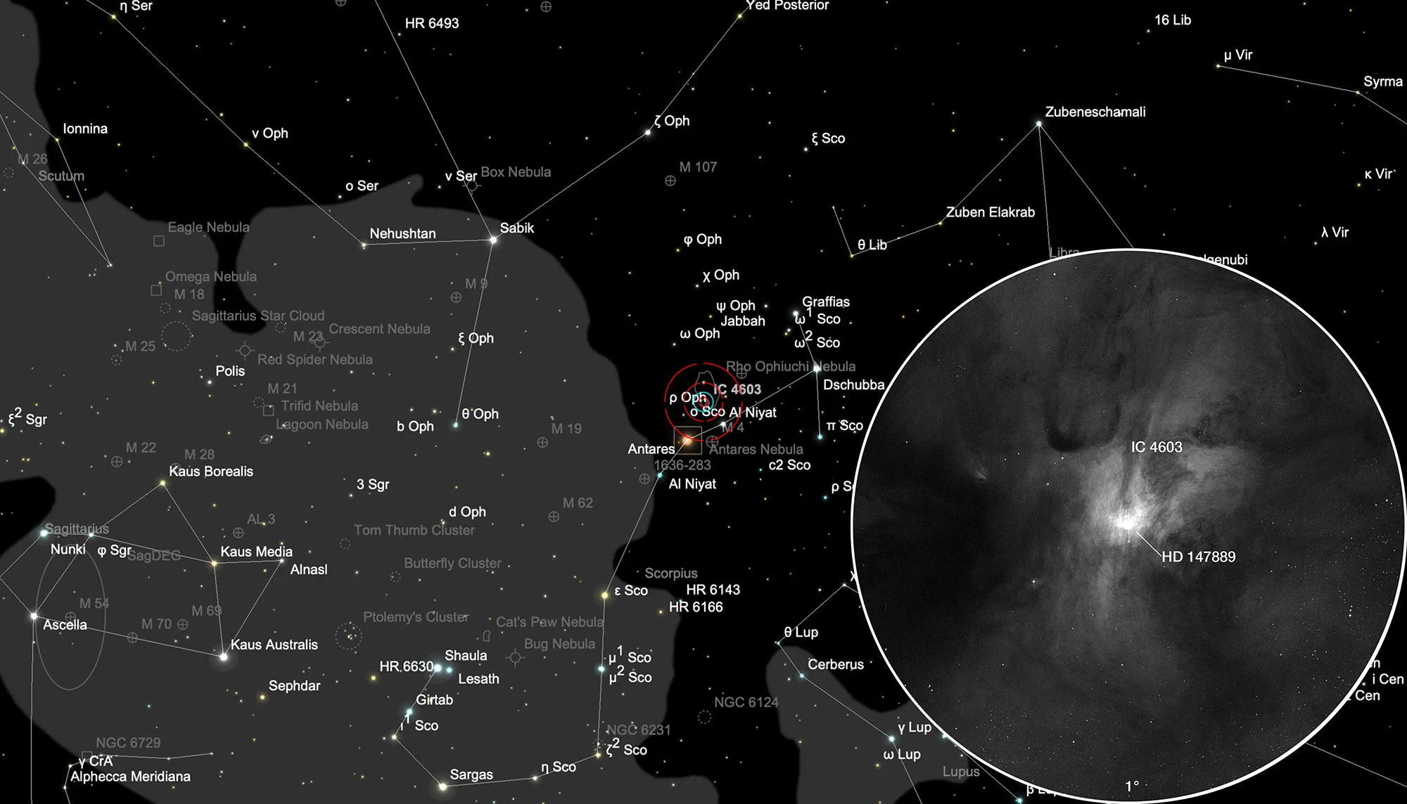 Auffindkarte Galaktischer Nebel IC 4603