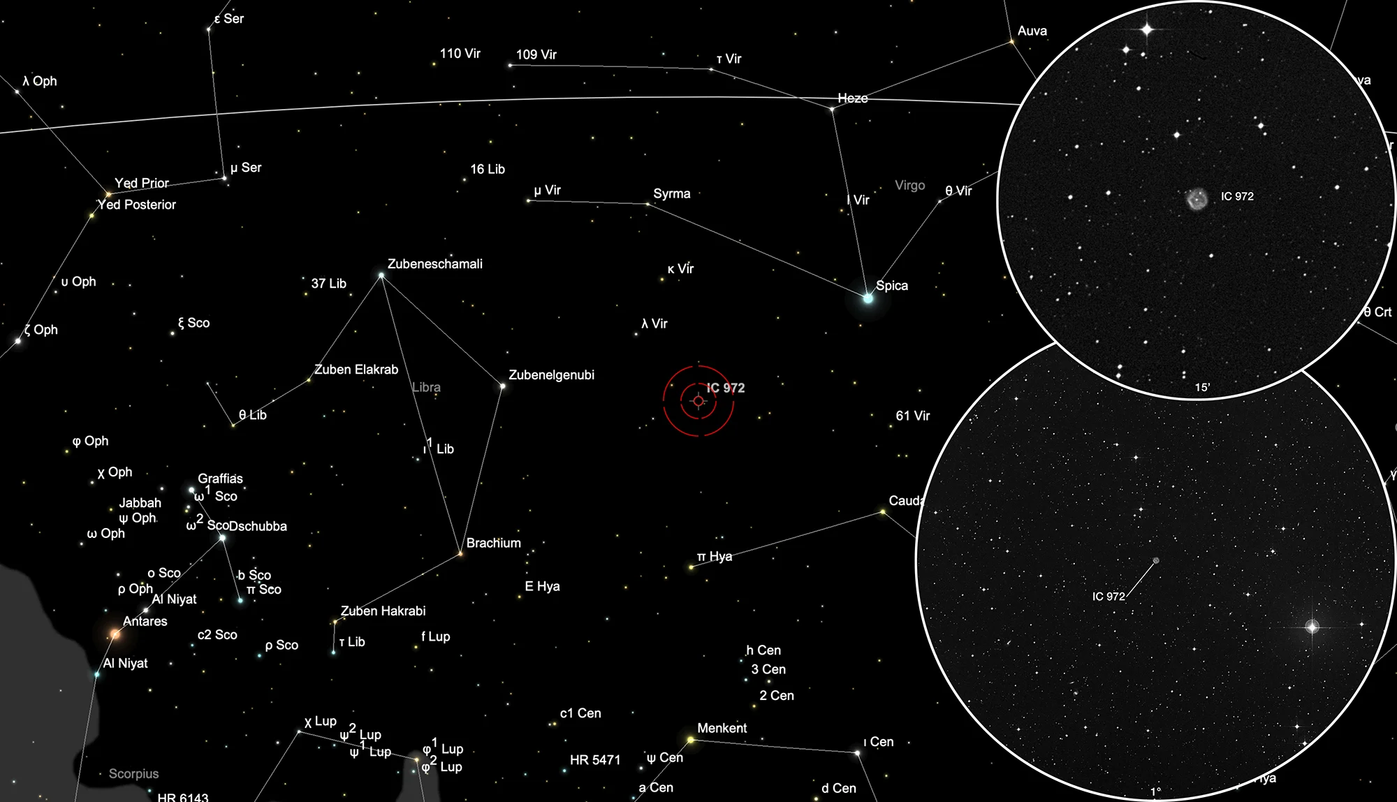 Chart Planetary Nebula IC 972
