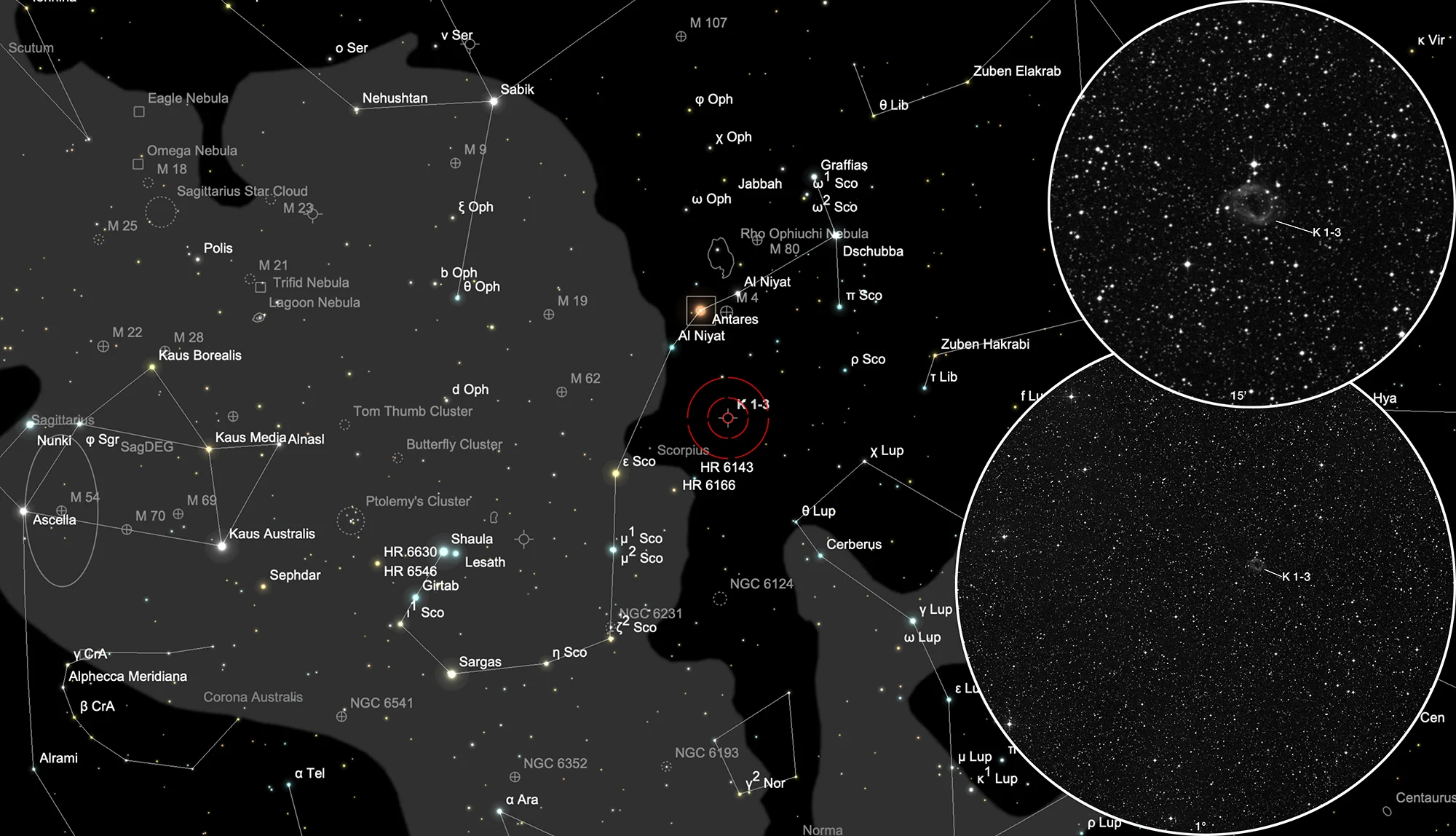 Finder Chart Planetary Nebula Kohoutek 1-3 (Abell 38)