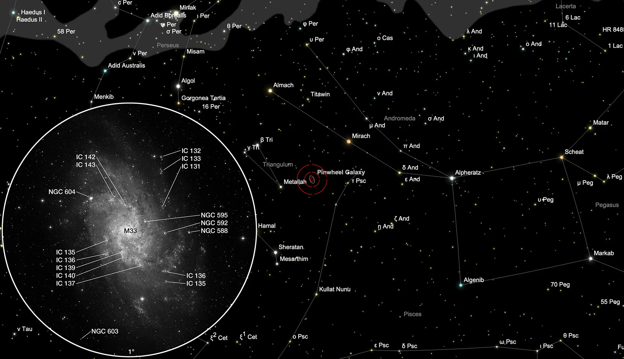 Chart Triangulum Galaxy (Messier 33)