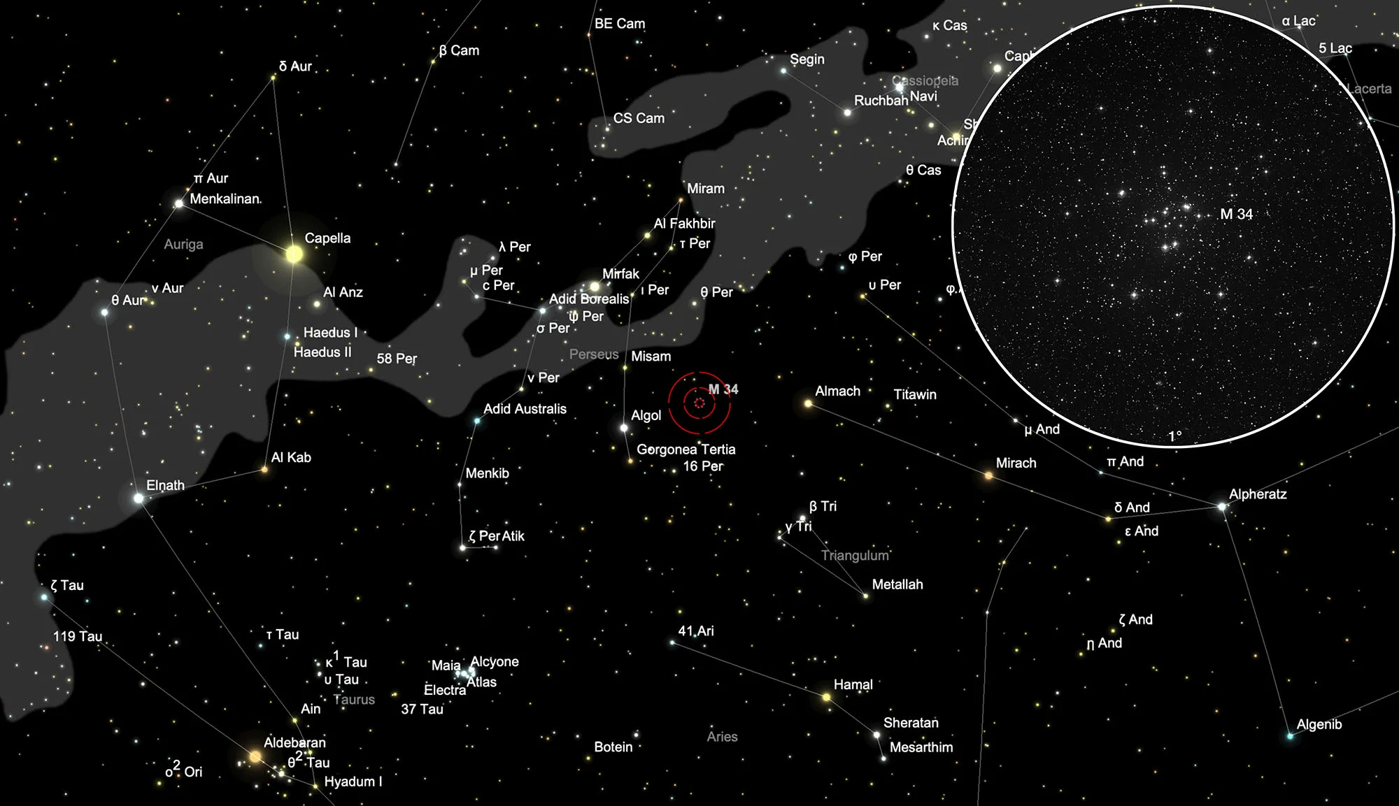 Chart Open Cluster Messier 34