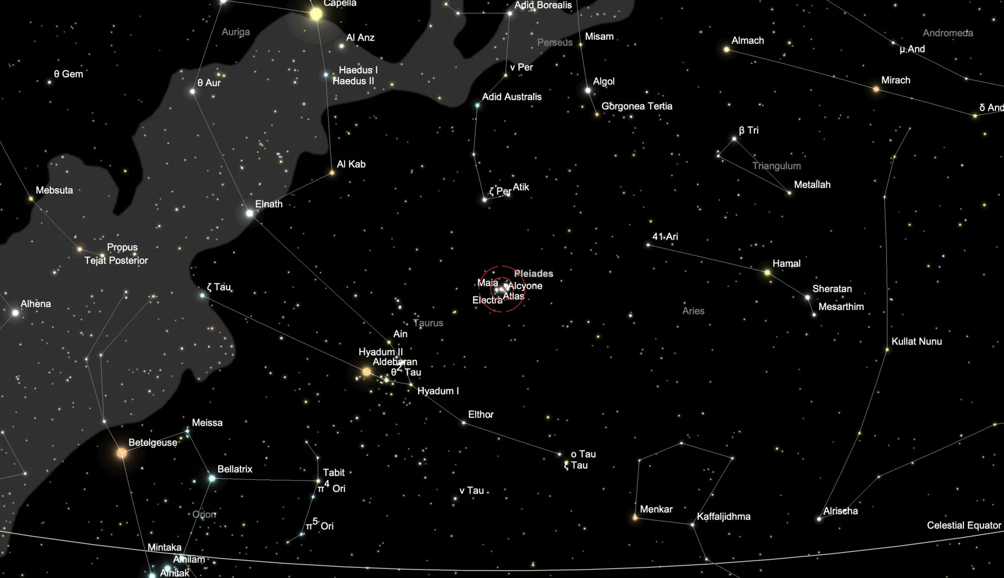 Karte Plejaden (Messier 45)