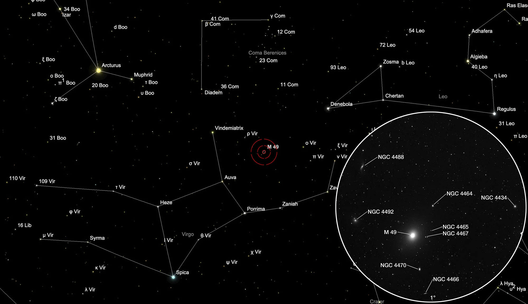 Auffindkarte Galaxie Messier 49