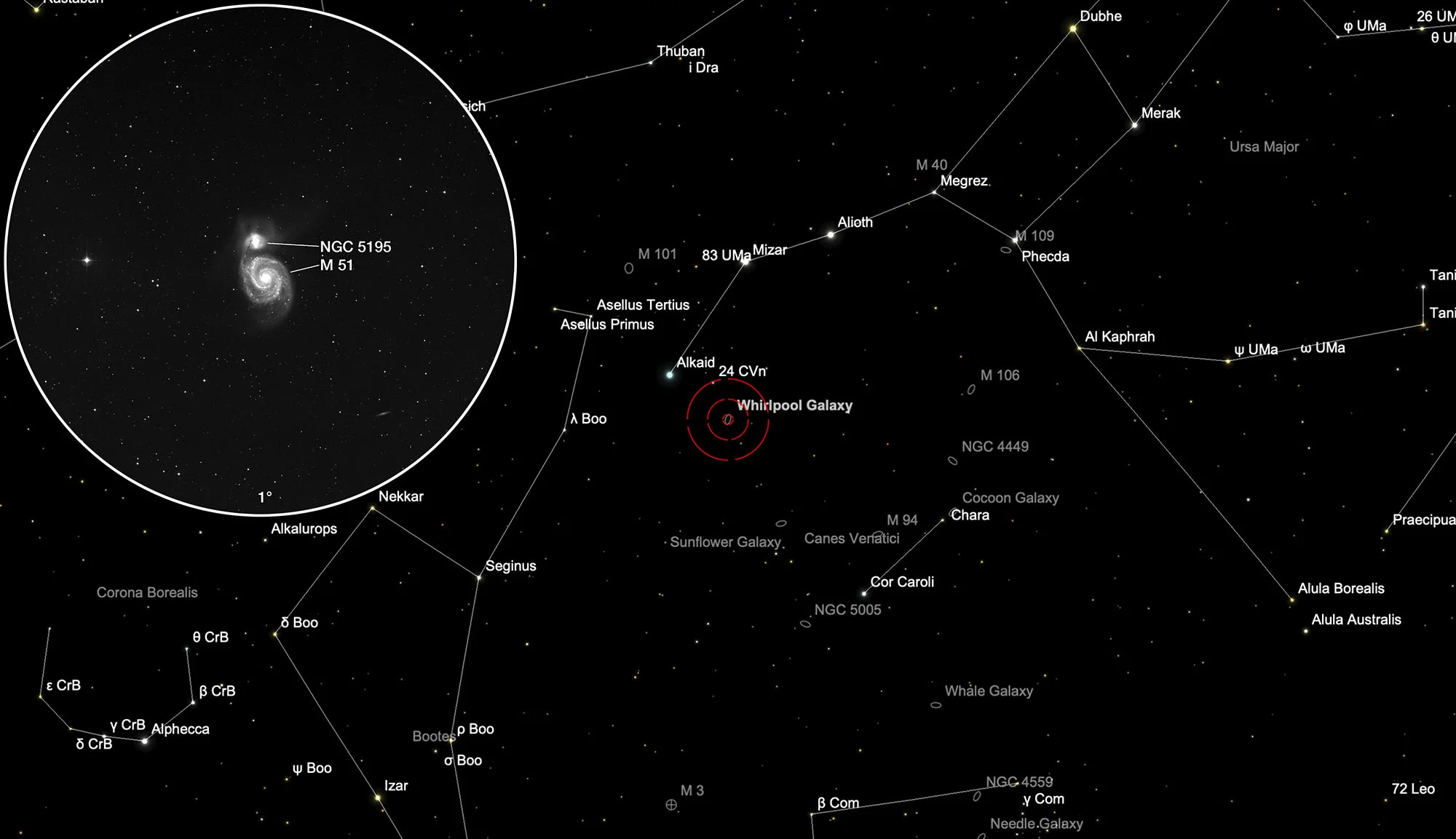 Finder Chart Whirlpool Galaxy (Messier 51)