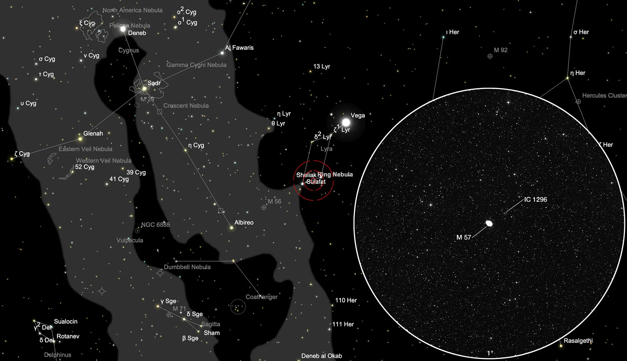 Auffindkarte Ringnebel (Messier 57)