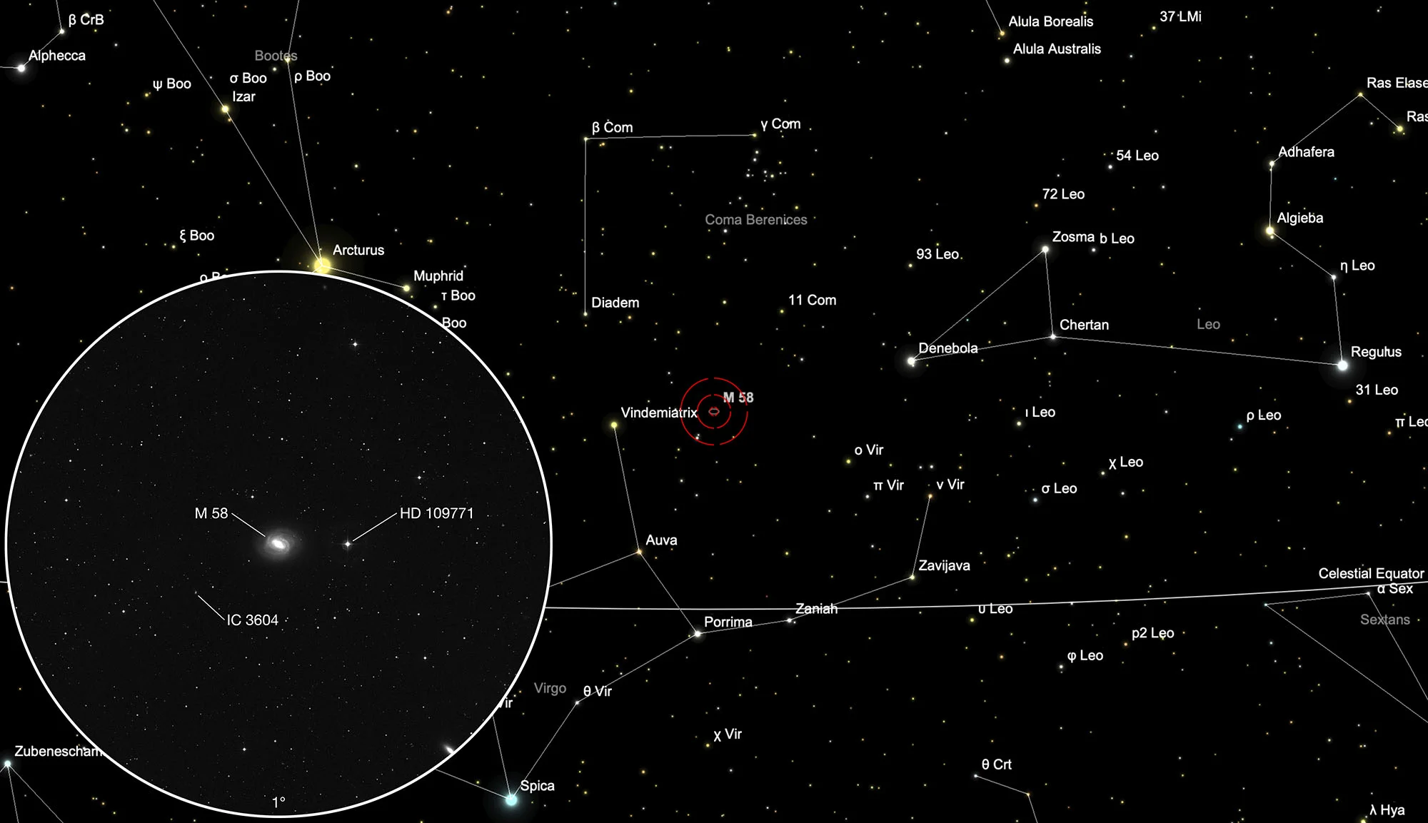 Auffindkarte Galaxie Messier 58