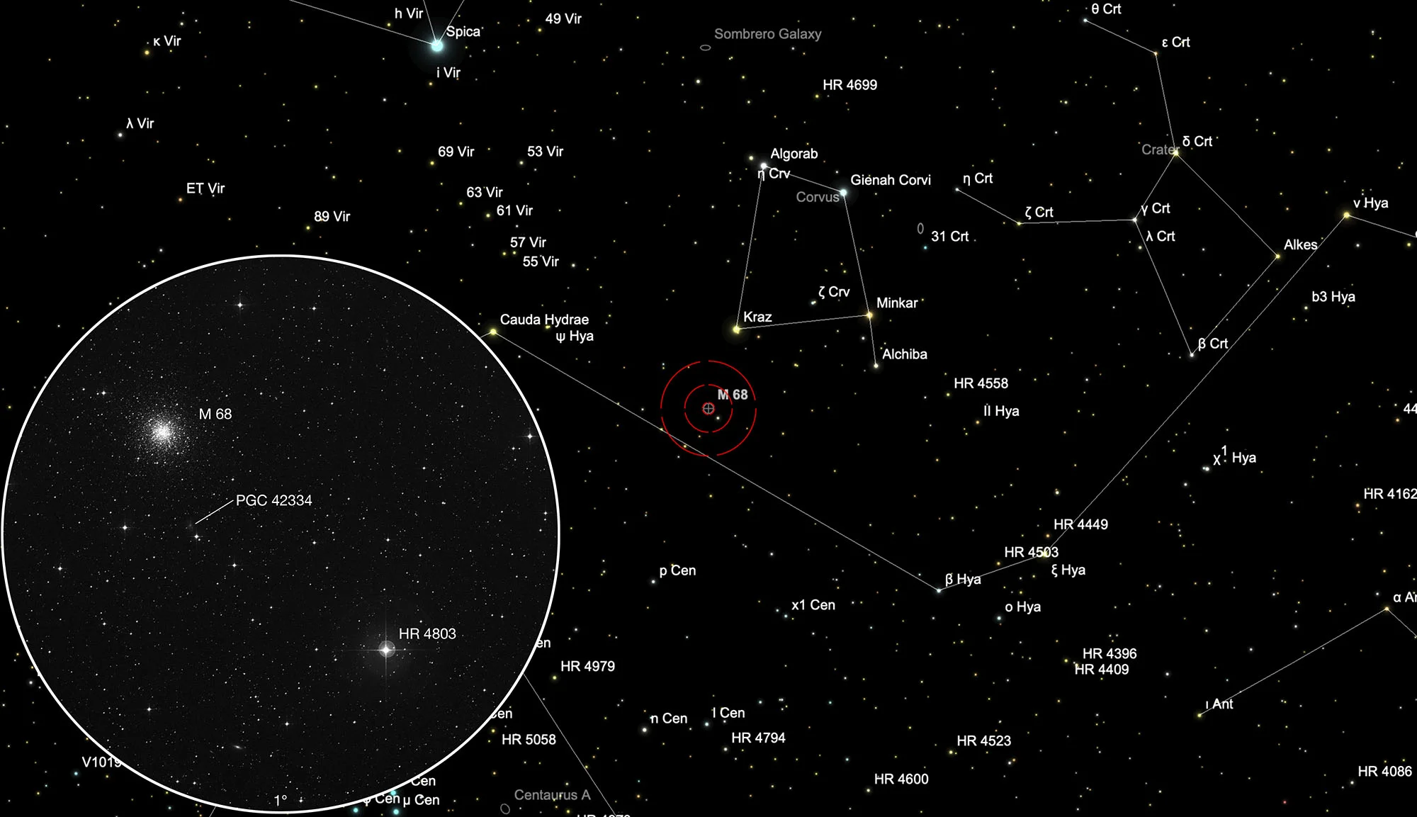 Chart Globular Cluster Messier 68