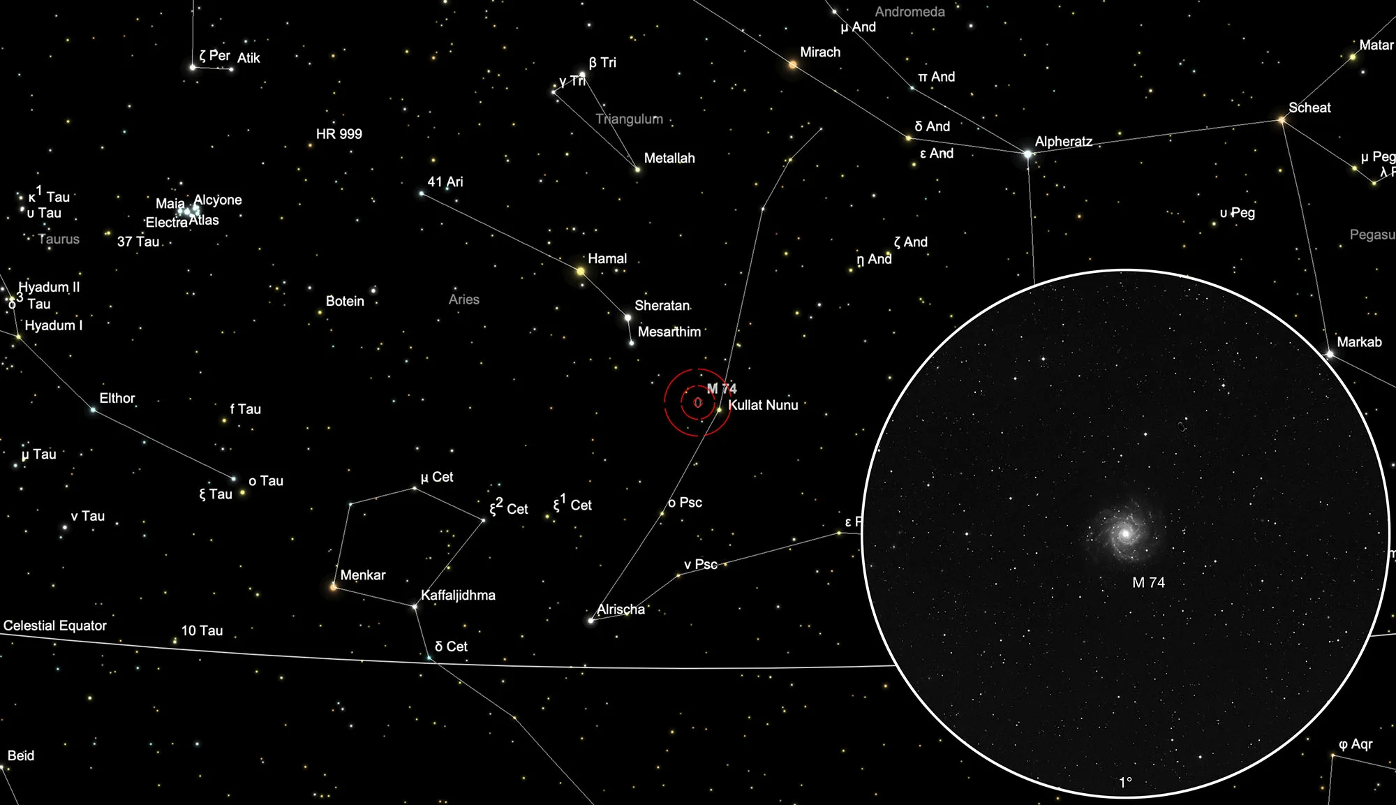 Karte Galaxie Messier 74