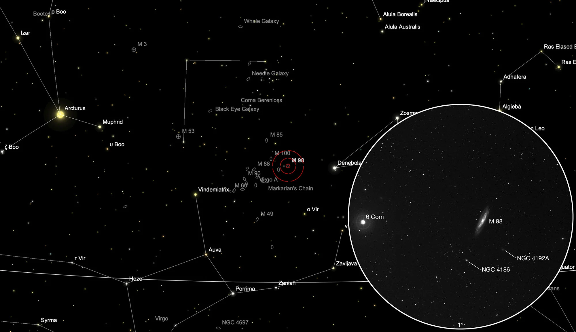 Karte Galaxie Messier 98