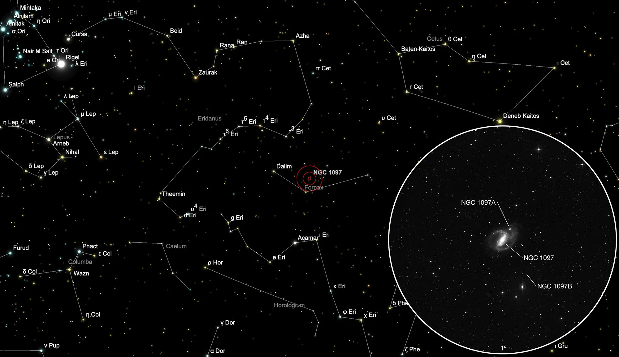 Finder Chart Galaxy NGC 1097 (Arp 77)
