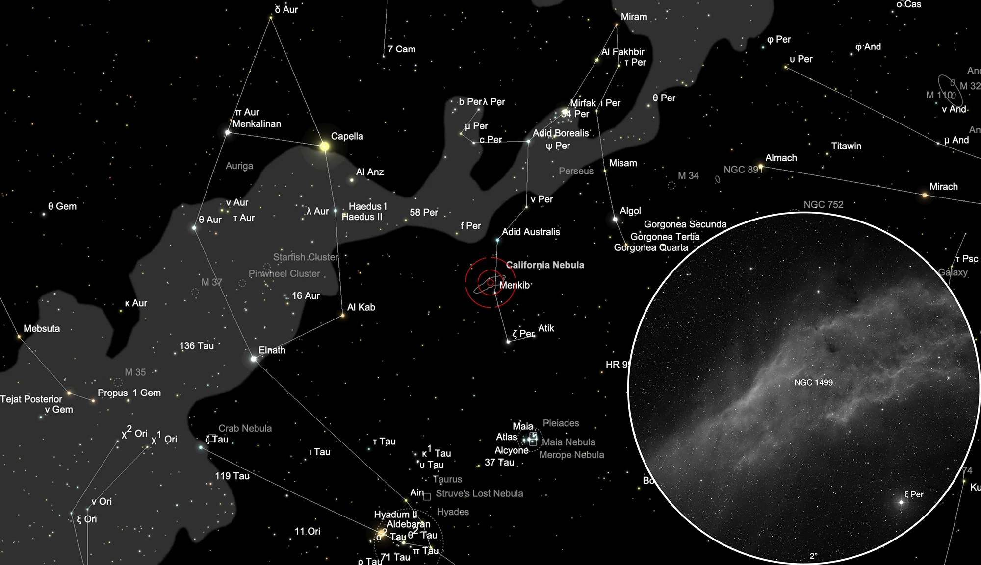 Finder Chart California Nebula (NGC 1499)
