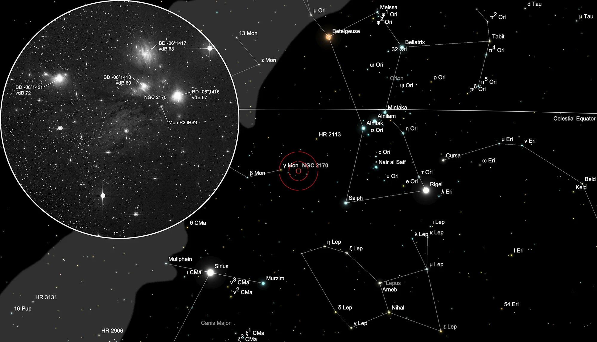 Auffindkarte Engelsnebel (NGC 2170)
