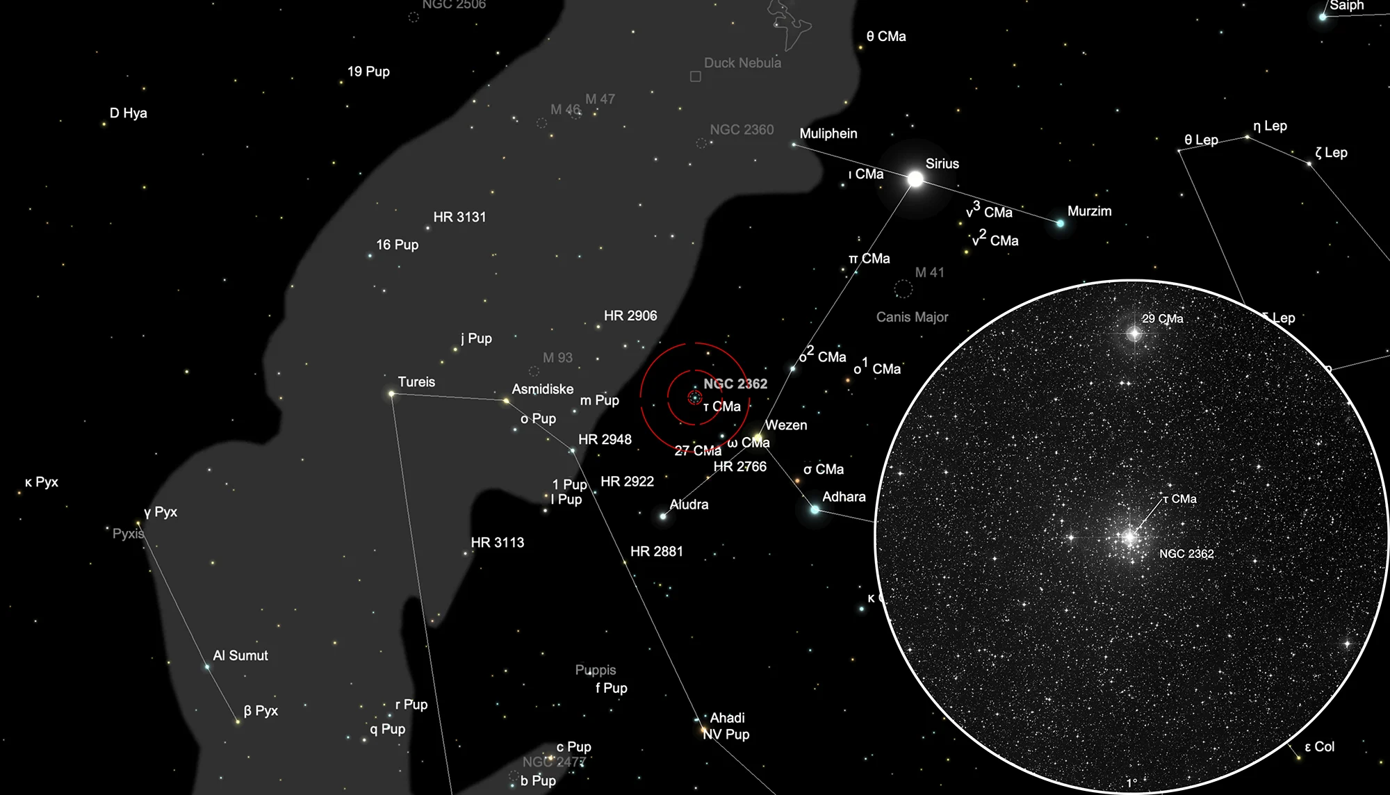 Tau Canis Majoris Cluster (NGC 2362) | Deep⋆Sky Corner Tau Canis Majoris Cluster (NGC 2362) | Deep⋆Sky Corner