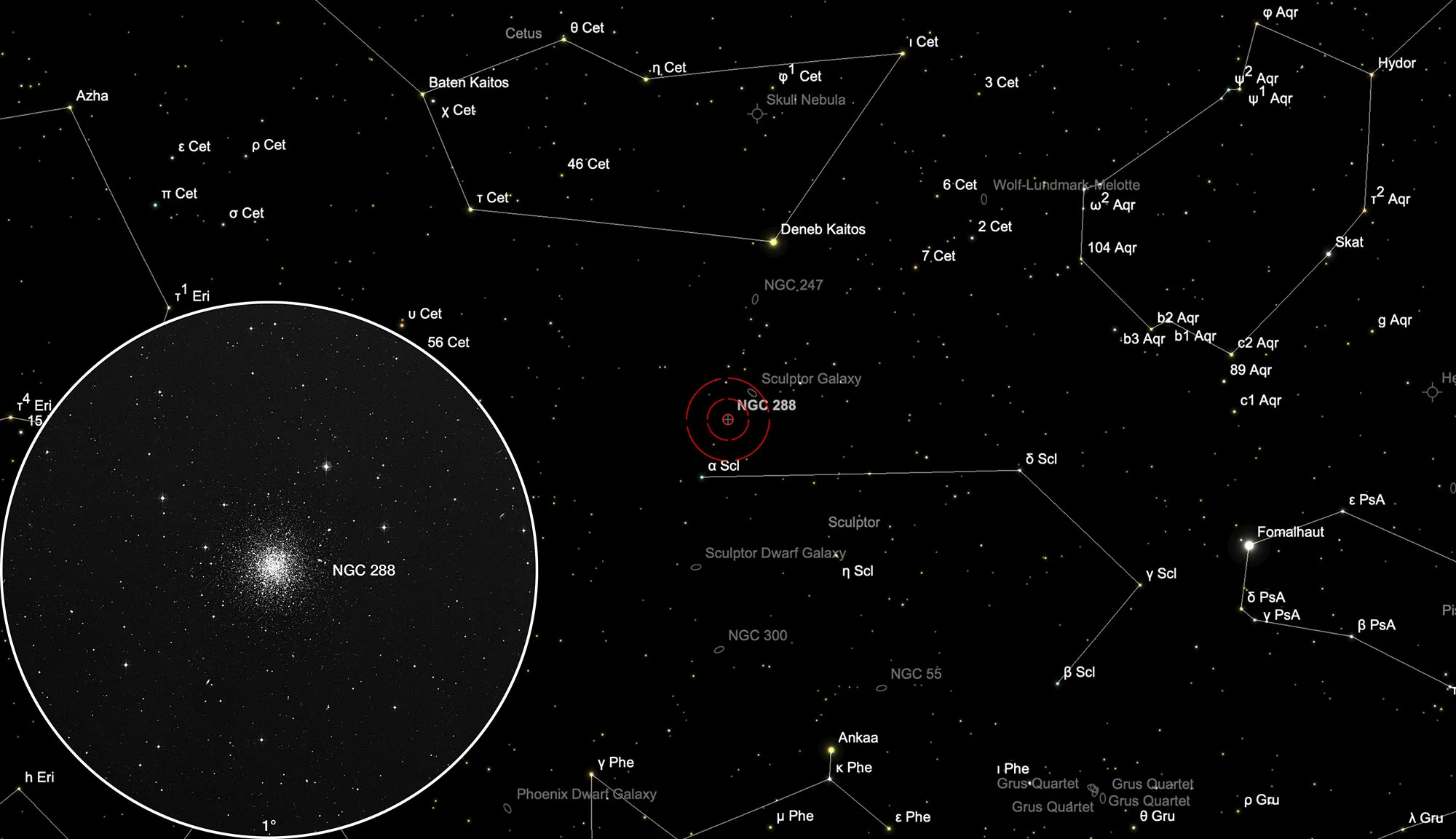 Karte Kugelsternhaufen NGC 288