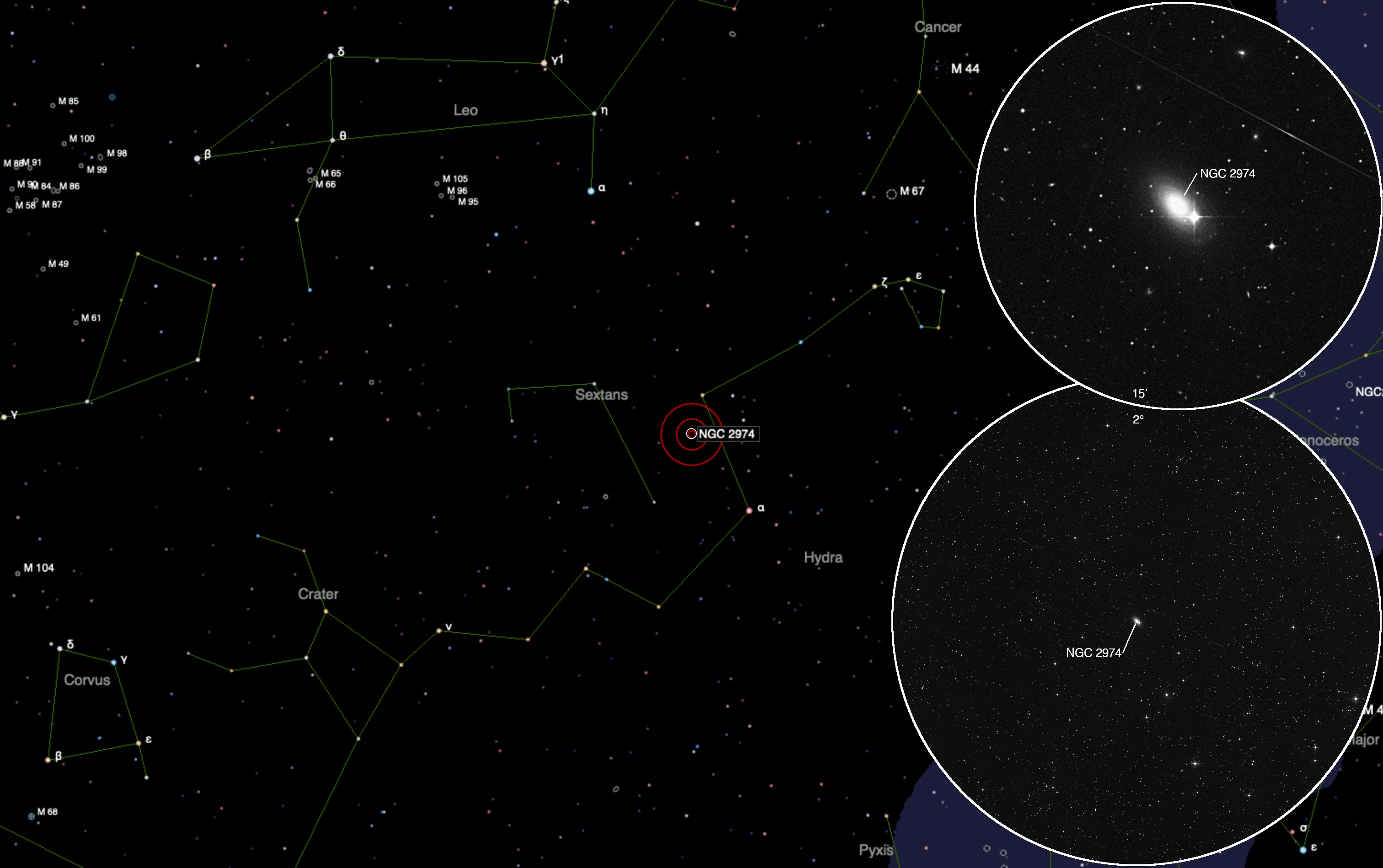 Auffindkarte Galaxie NGC 2974