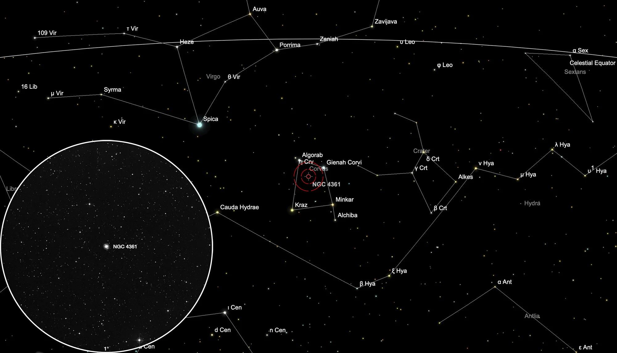 Chart Planetary Nebula NGC 4361