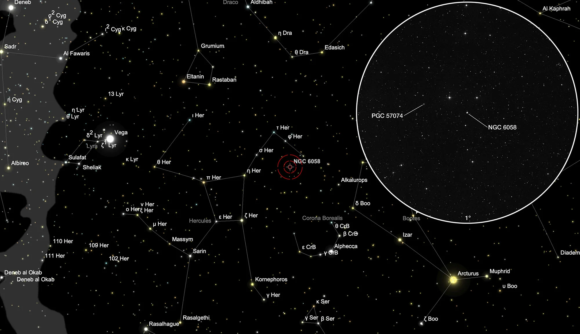 Chart Planetary Nebula NGC 6058