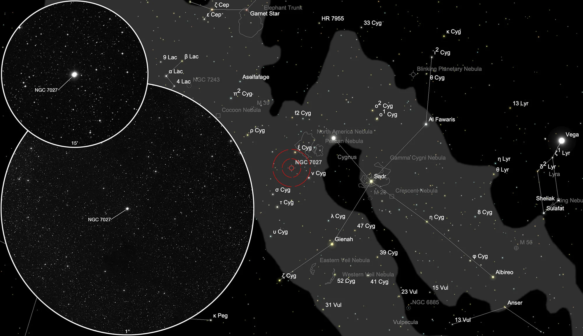 Finder Chart Planetary Nebula NGC 7027
