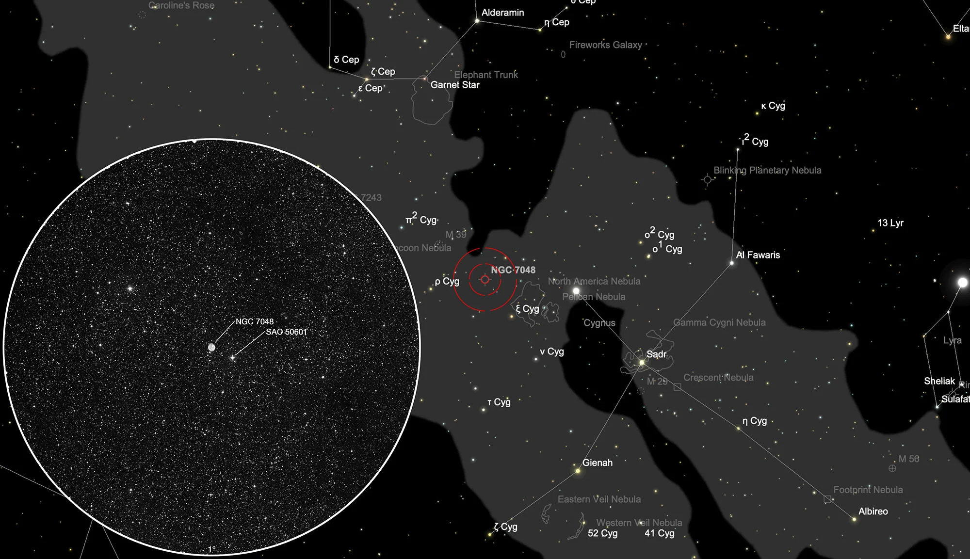Finder Chart Planetary Nebula NGC 7048