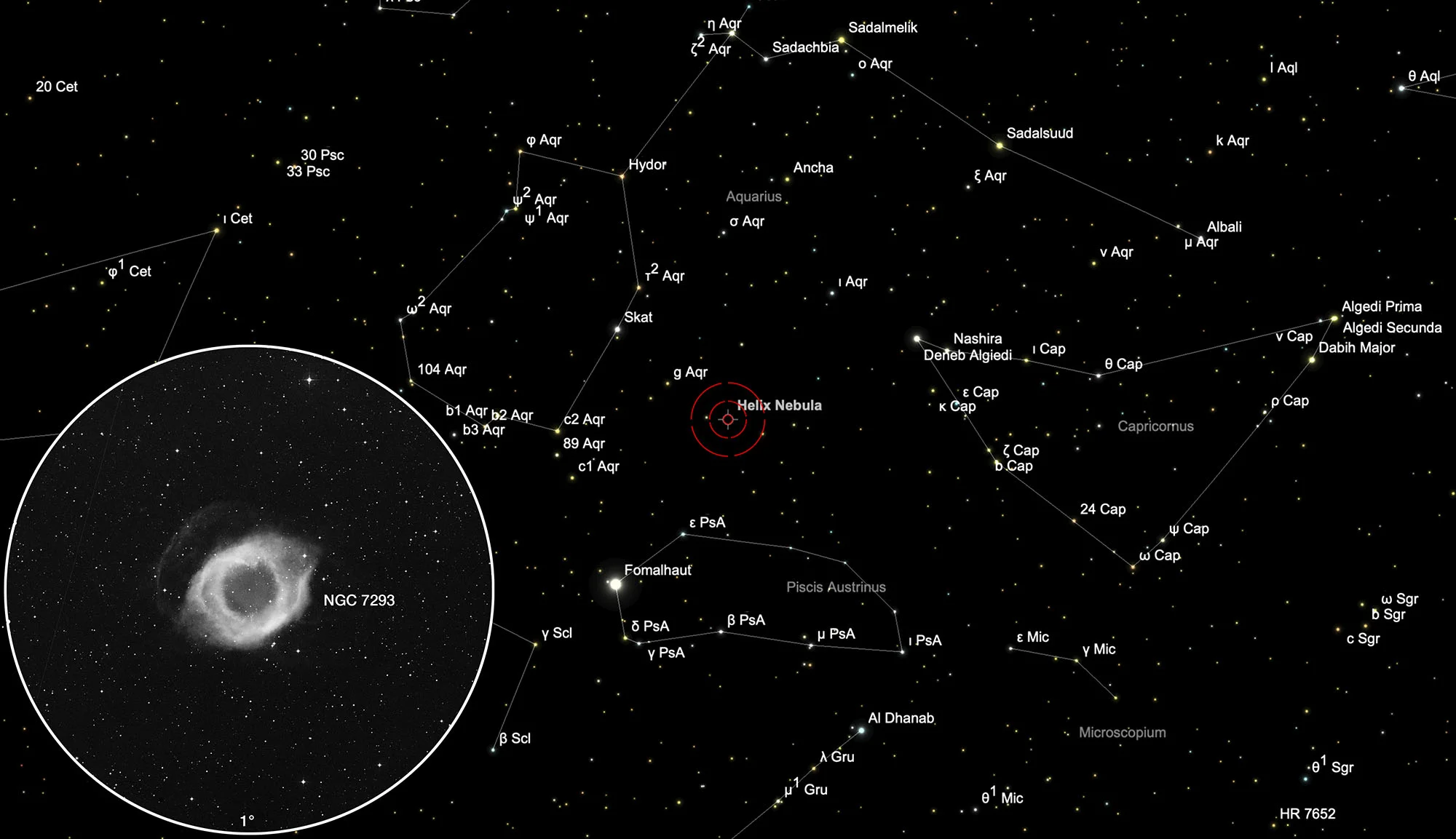 Finder Chart Helix Nebula (NGC 7293)
