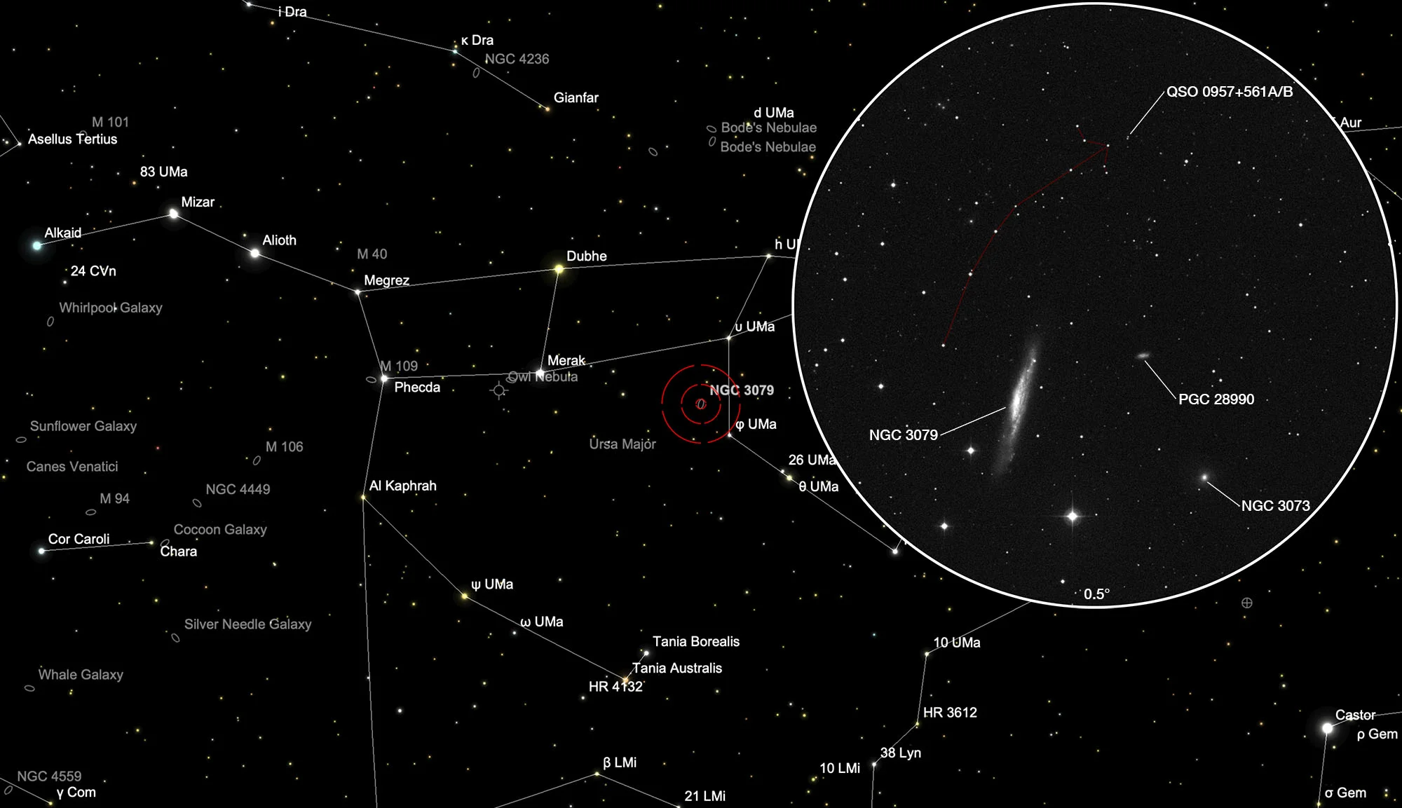 Chart Twin Quasar (QSO 0957+561A/B)