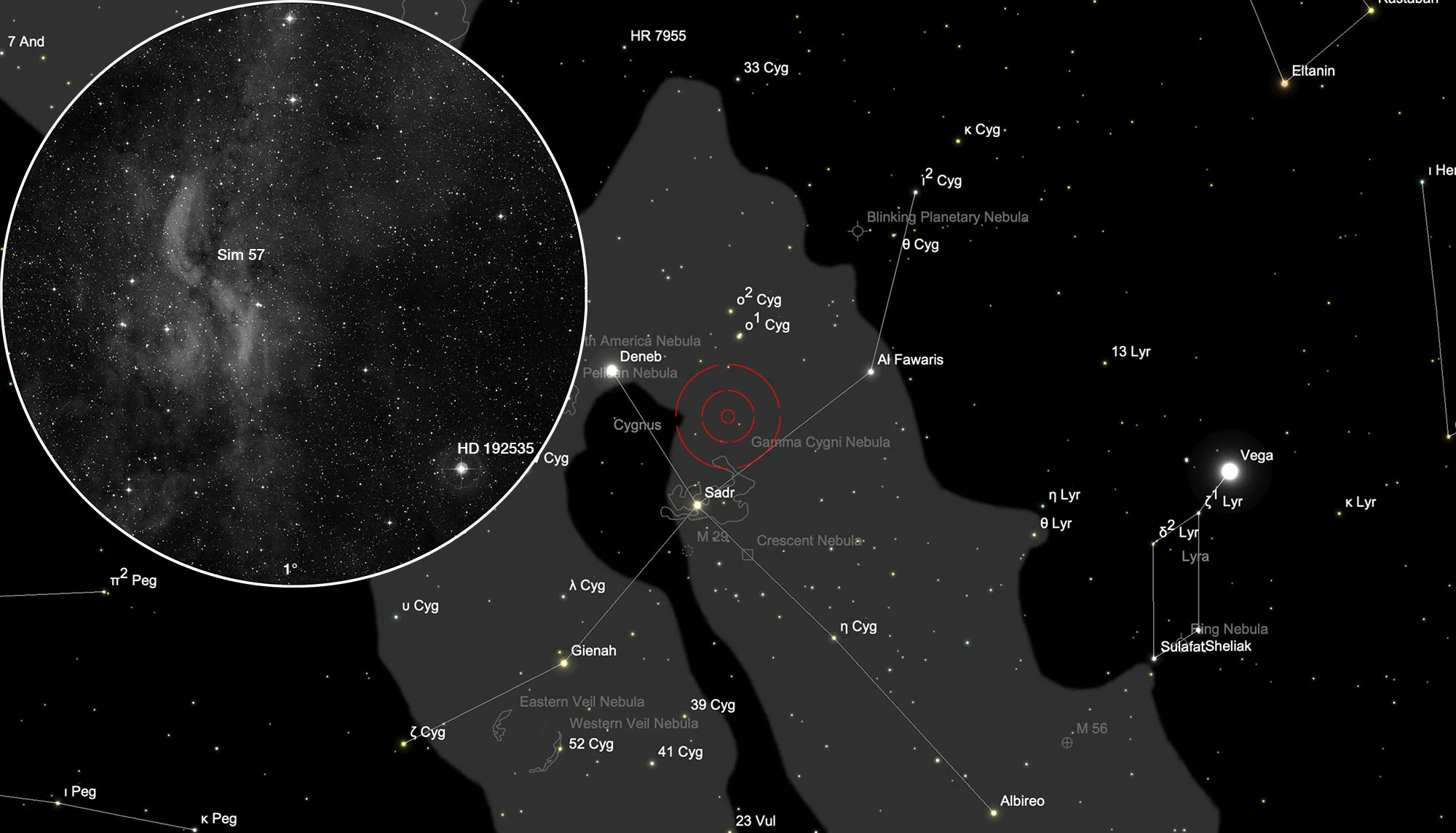 Chart Propeller Nebula (Simeis 57)