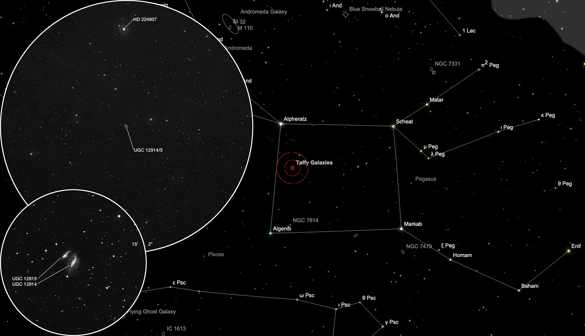 Auffindkarte Taffy Galaxien (UGC 12914/5)