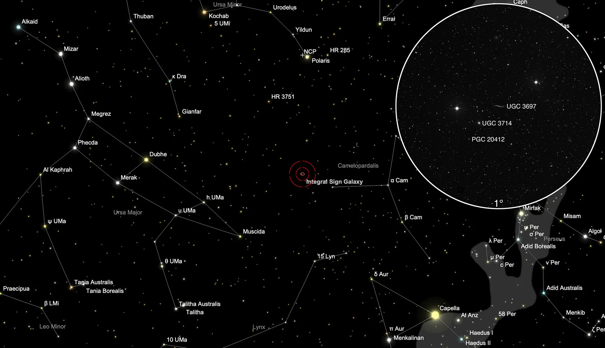 Karte Integralzeichen-Galaxie (UGC 3697)