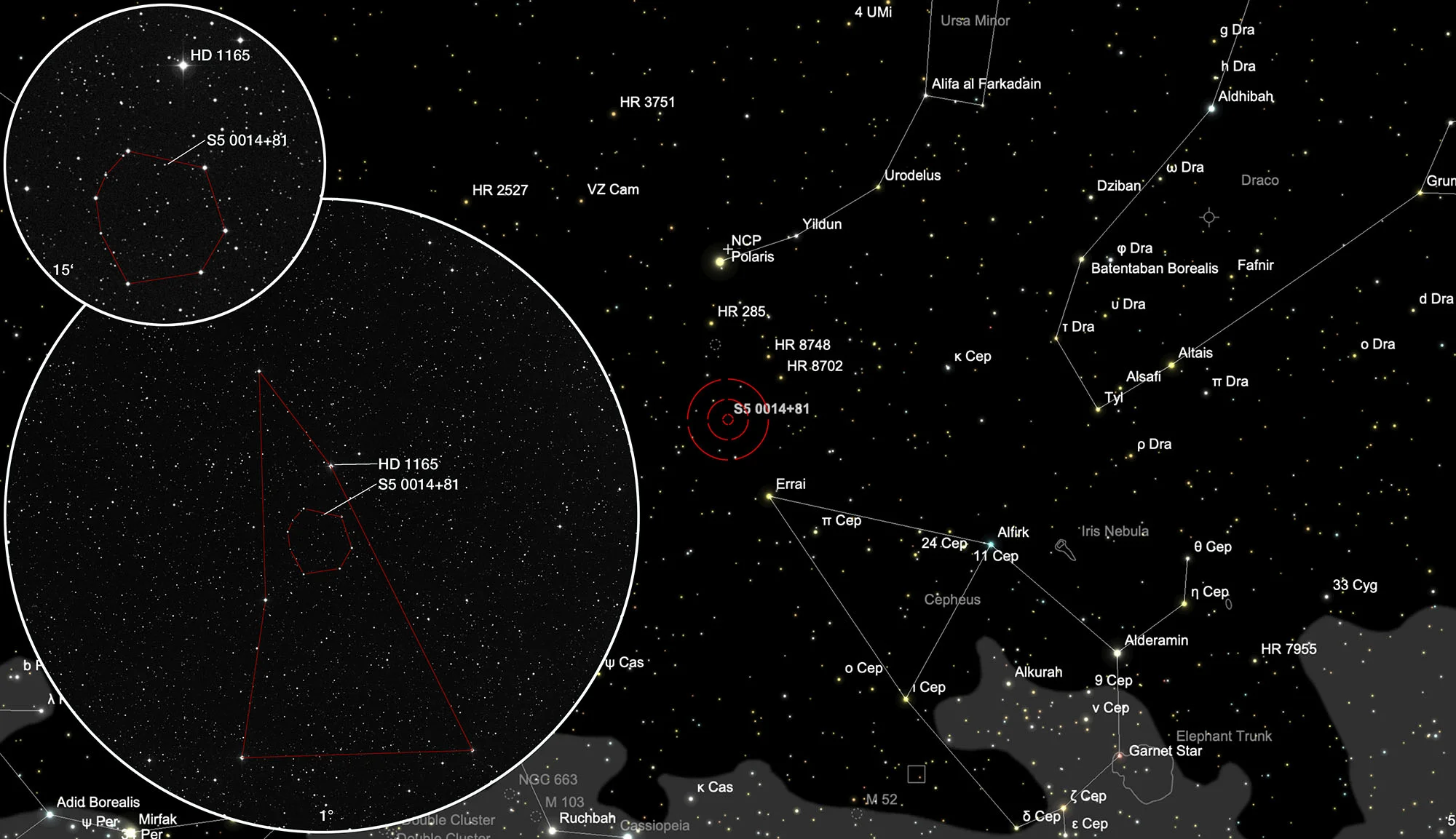 Karte Quasar S5 0014+81